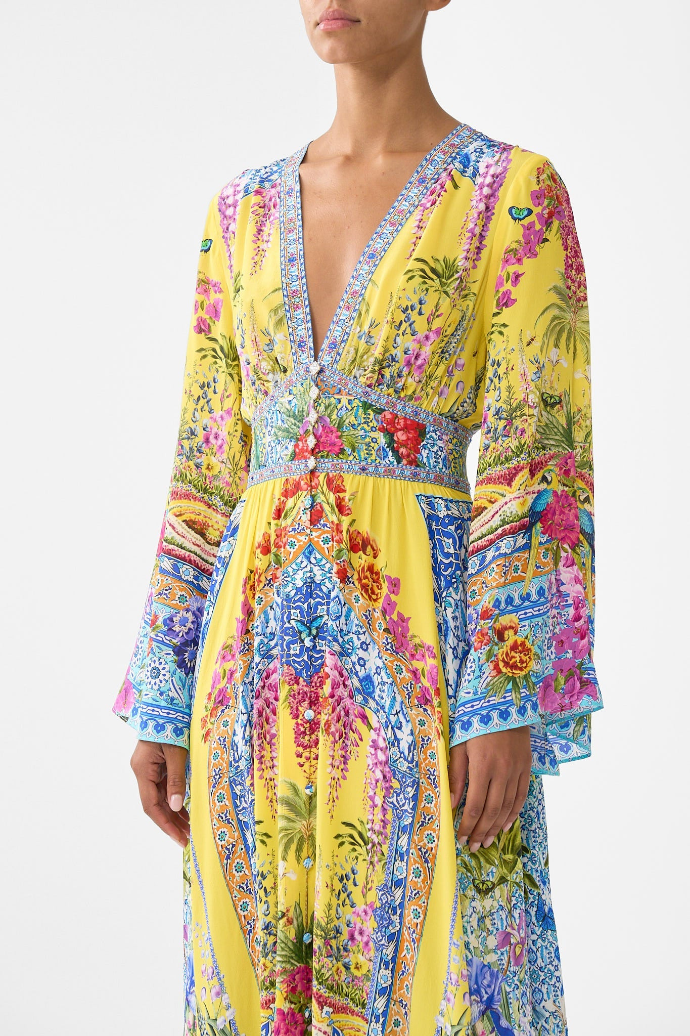 KIMONO SLEEVE DRESS WITH SHIRRING DETAIL - 5