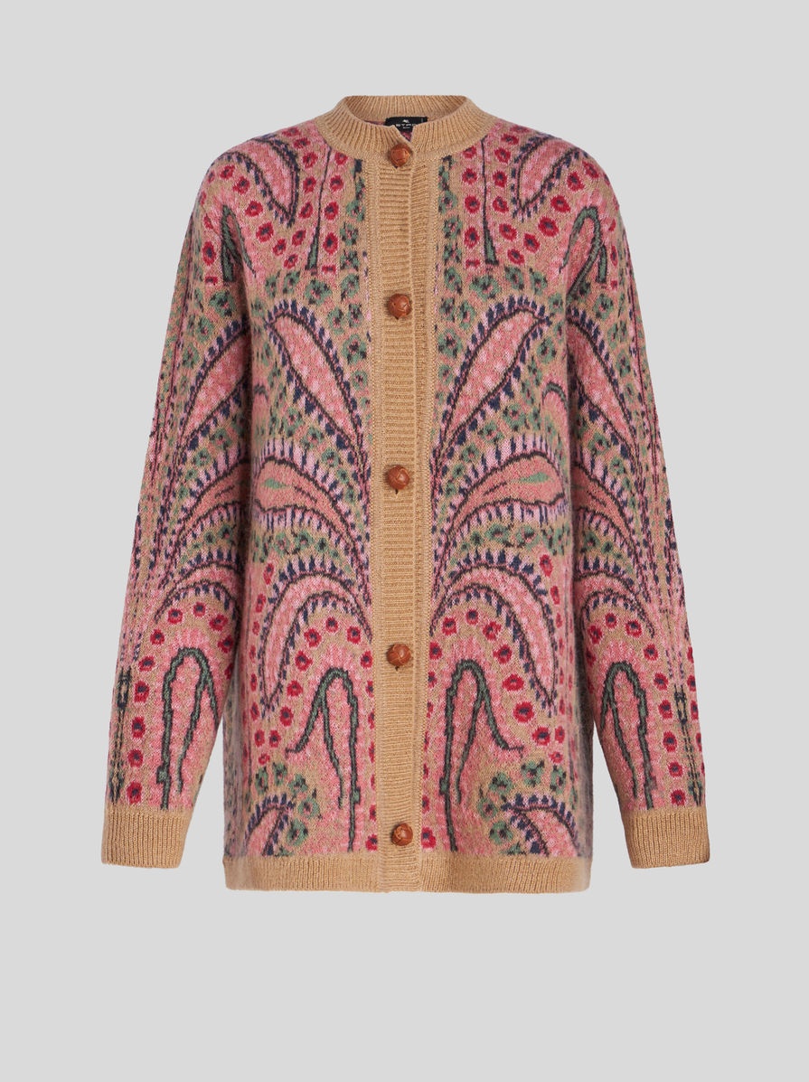 ROUND NECK JACQUARD CARDIGAN - 1