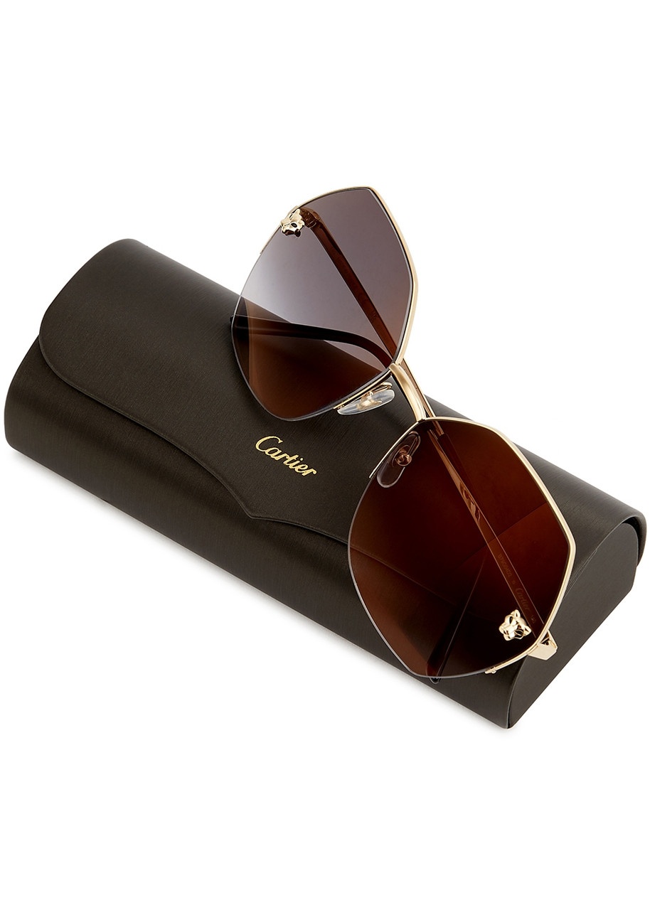 Cartier Panthère De Cartier Gold-tone Oversized, Sunglasses, Acetate - 5