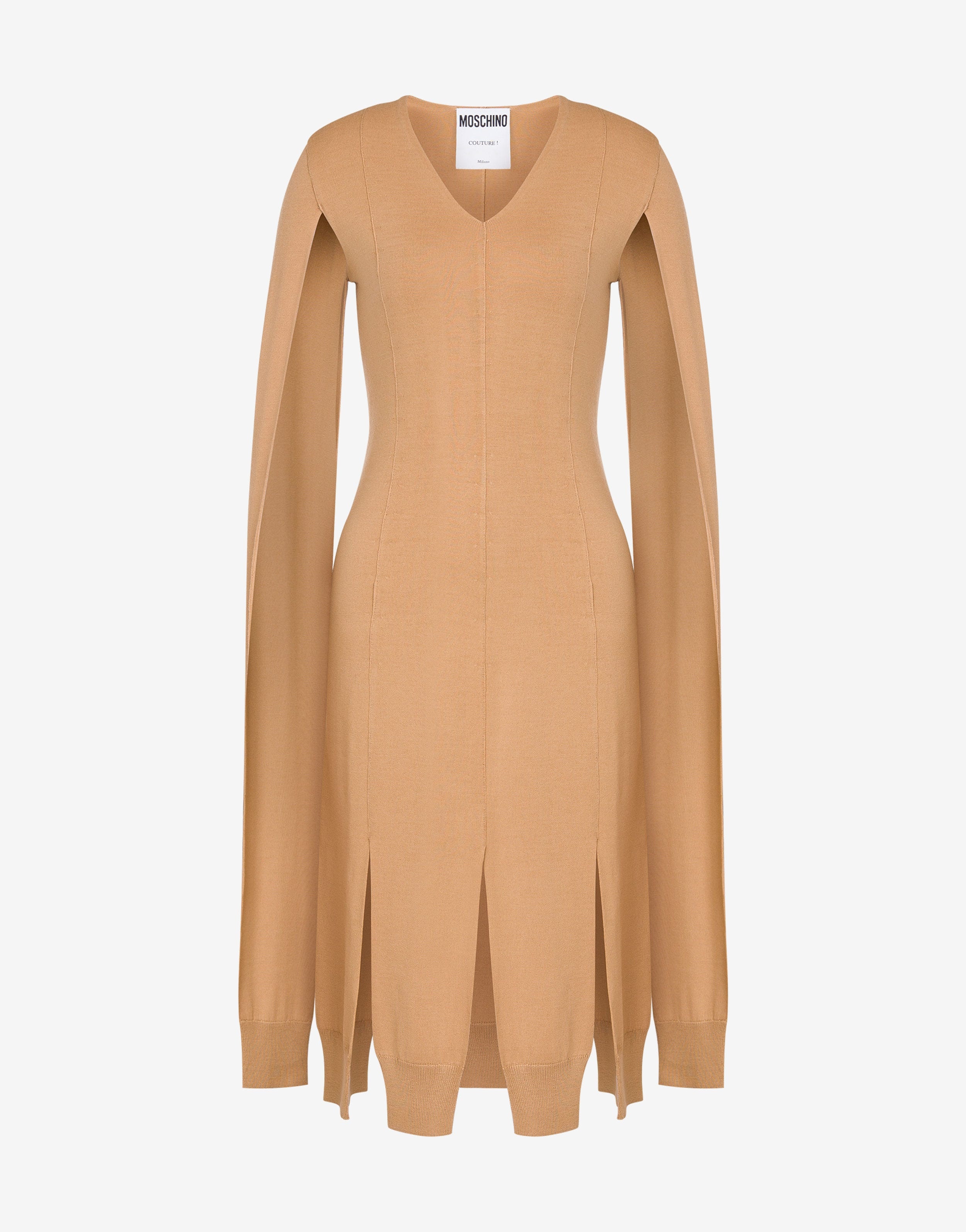 WOOL DRESS WITH CAPE SLEEVES - 1