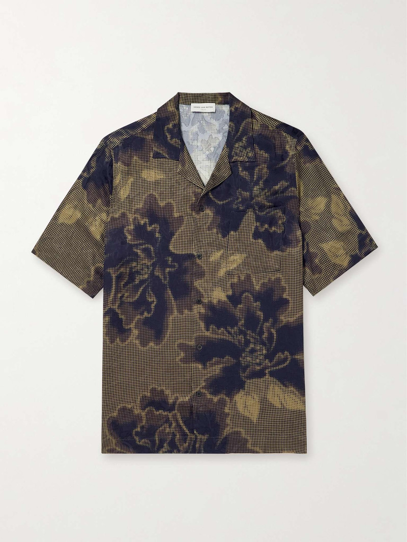 Camp-Collar Printed Jacquard Shirt - 1