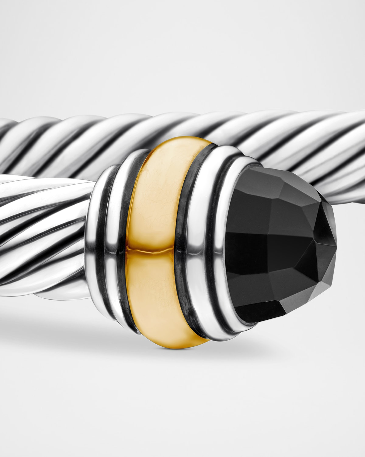 Cable Bracelet with Gemstone in Silver with 14K Gold, 5mm - 5