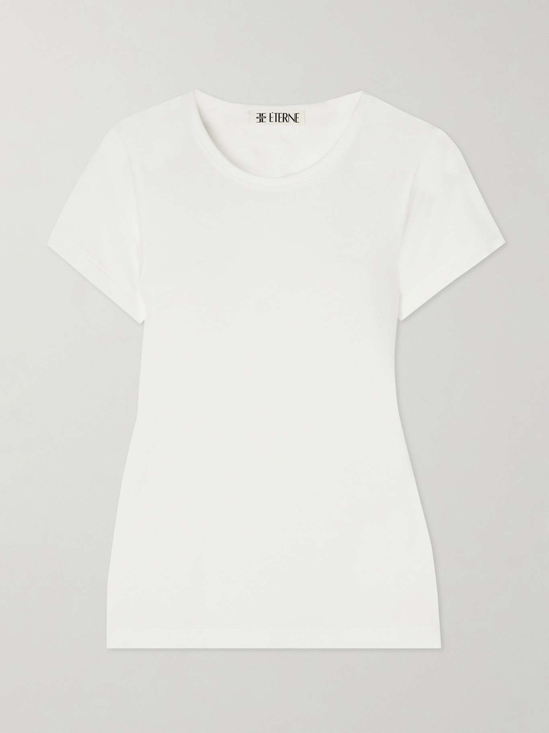 Short Sleeve Baby Tee cropped cotton and modal-blend jersey T-shirt Ivory - 1