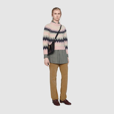 GUCCI Check cotton wool shirt with patch outlook