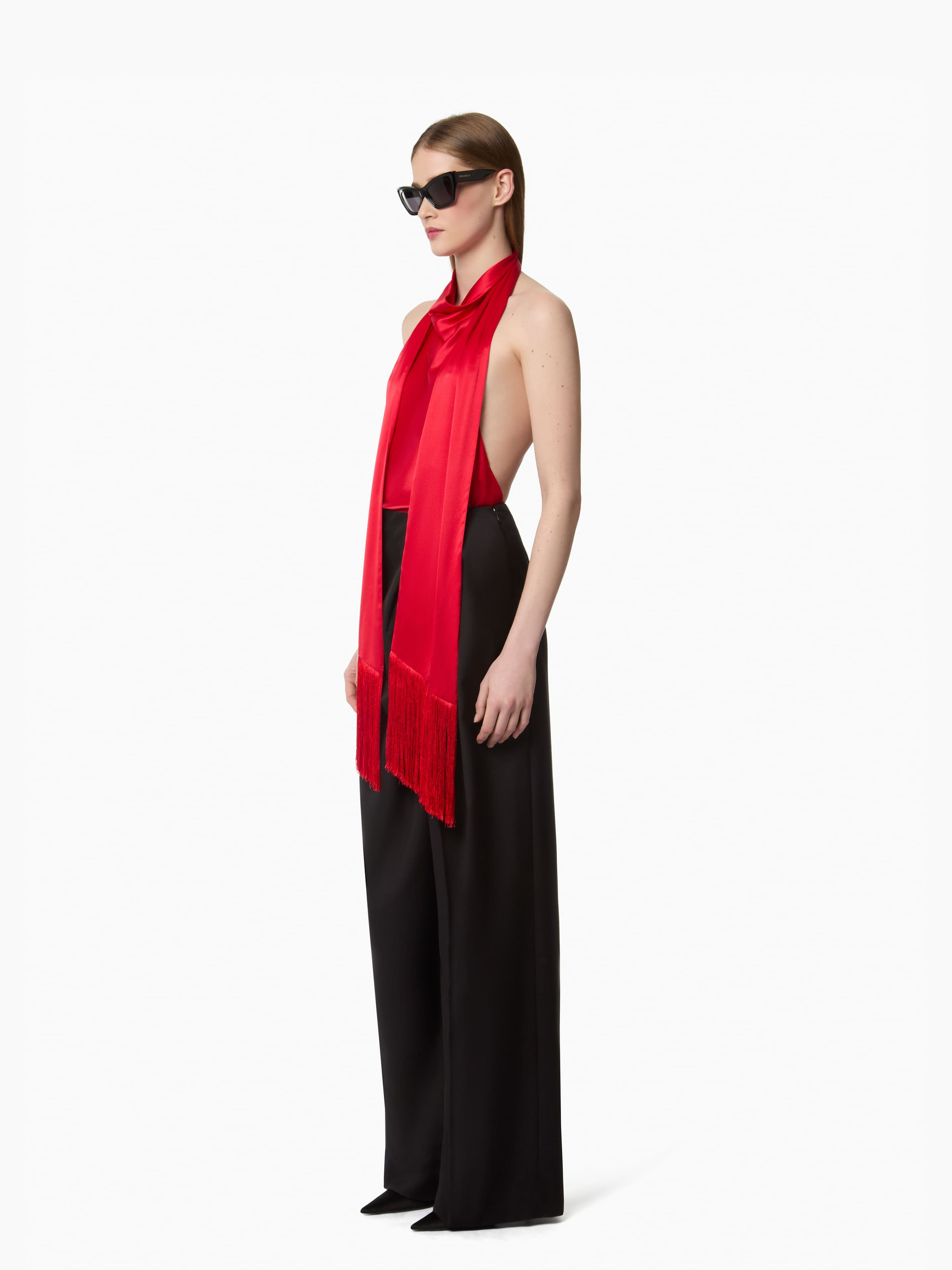 Red Halterneck Satin Top - 2