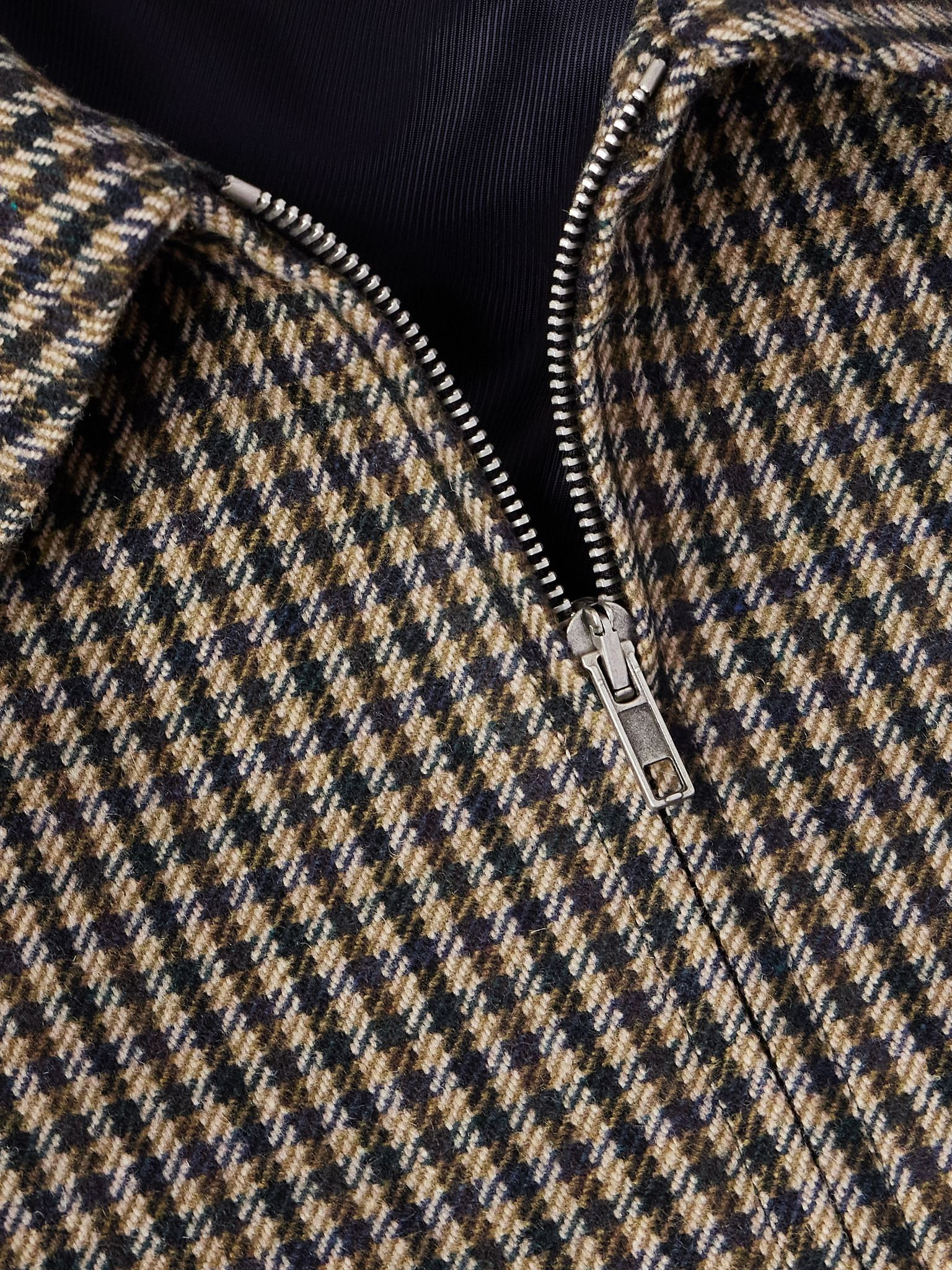 Gilbert Checked Brushed Wool-Blend Blouson Jacket Brown - 4