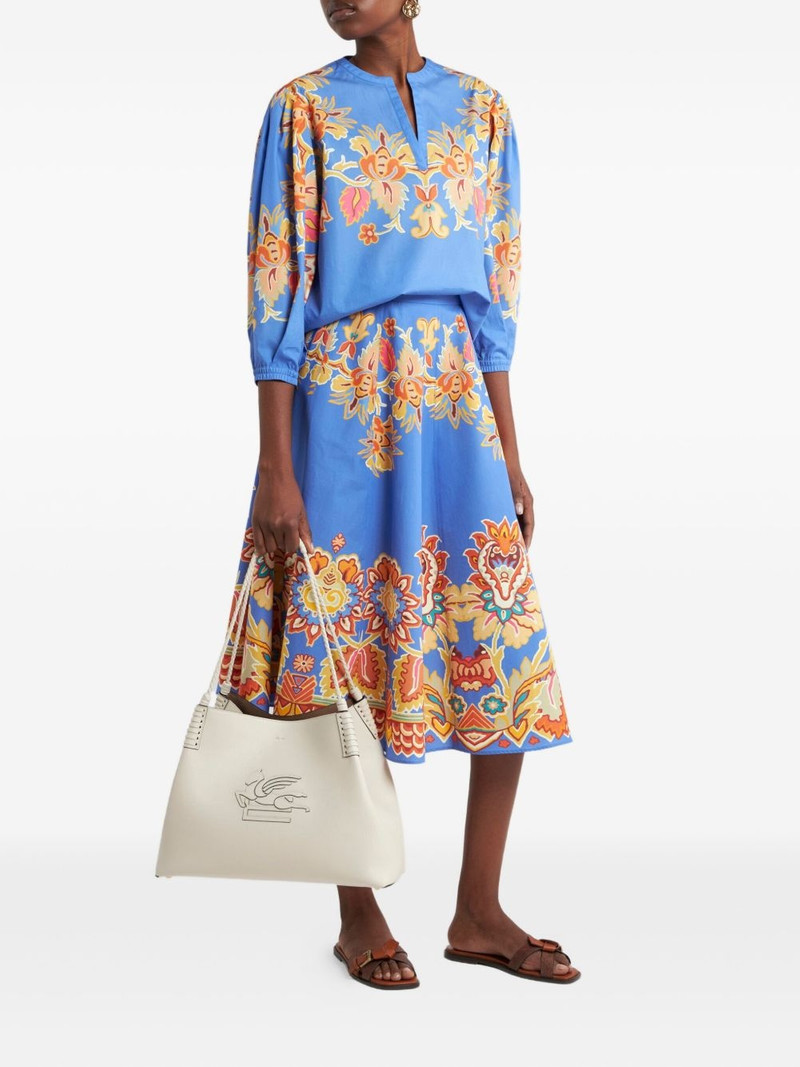 Etro printed poplin midi skirt outlook