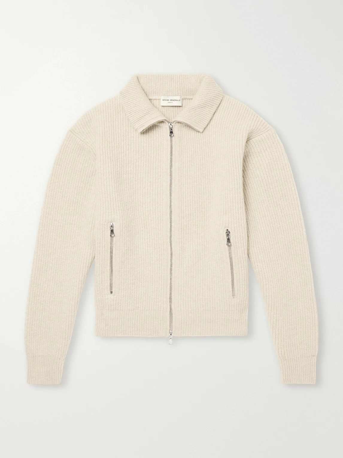 Florys Ribbed Wool-Blend Zip-Up Cardigan - 1