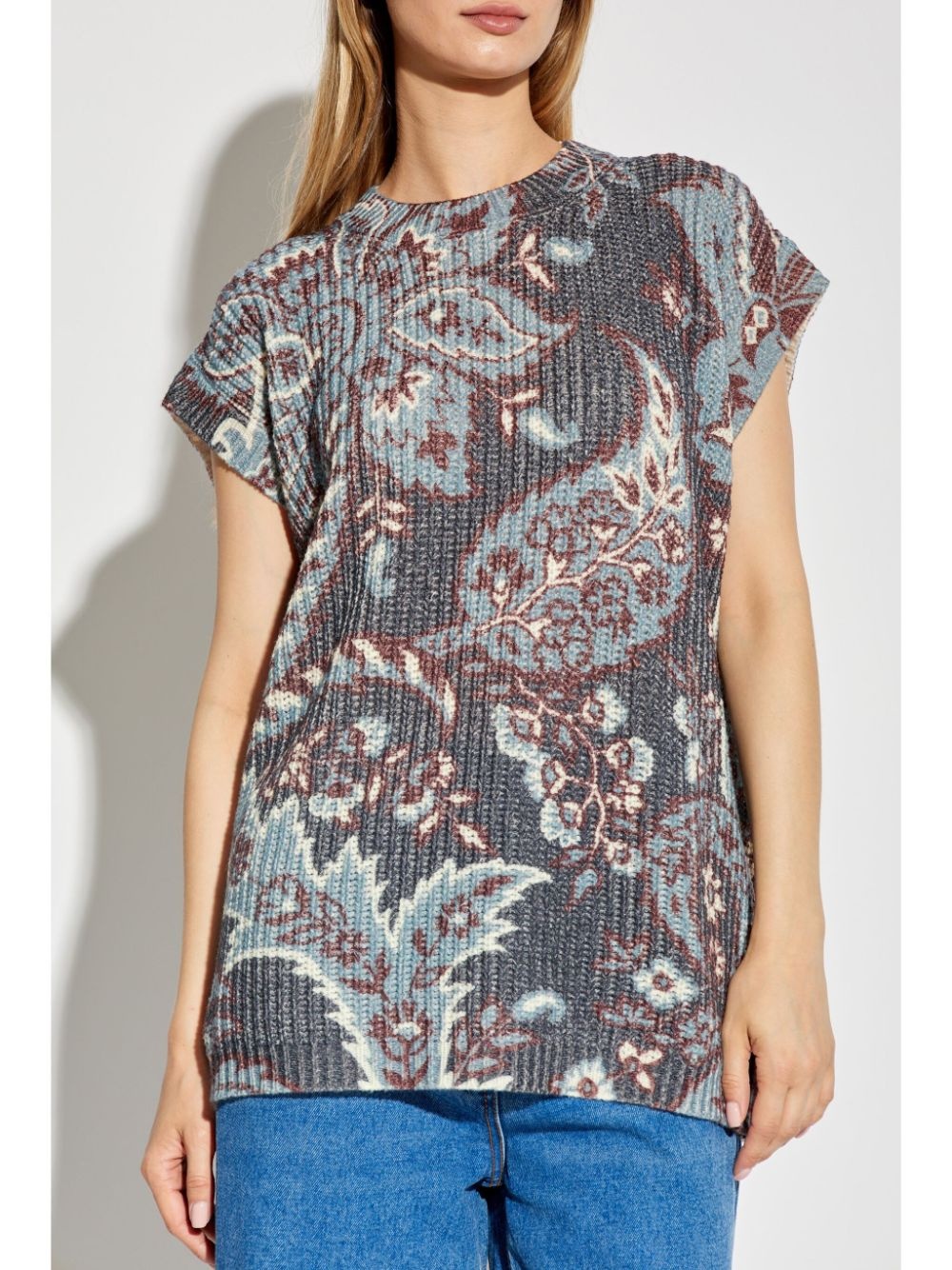 paisley-print wool top - 3