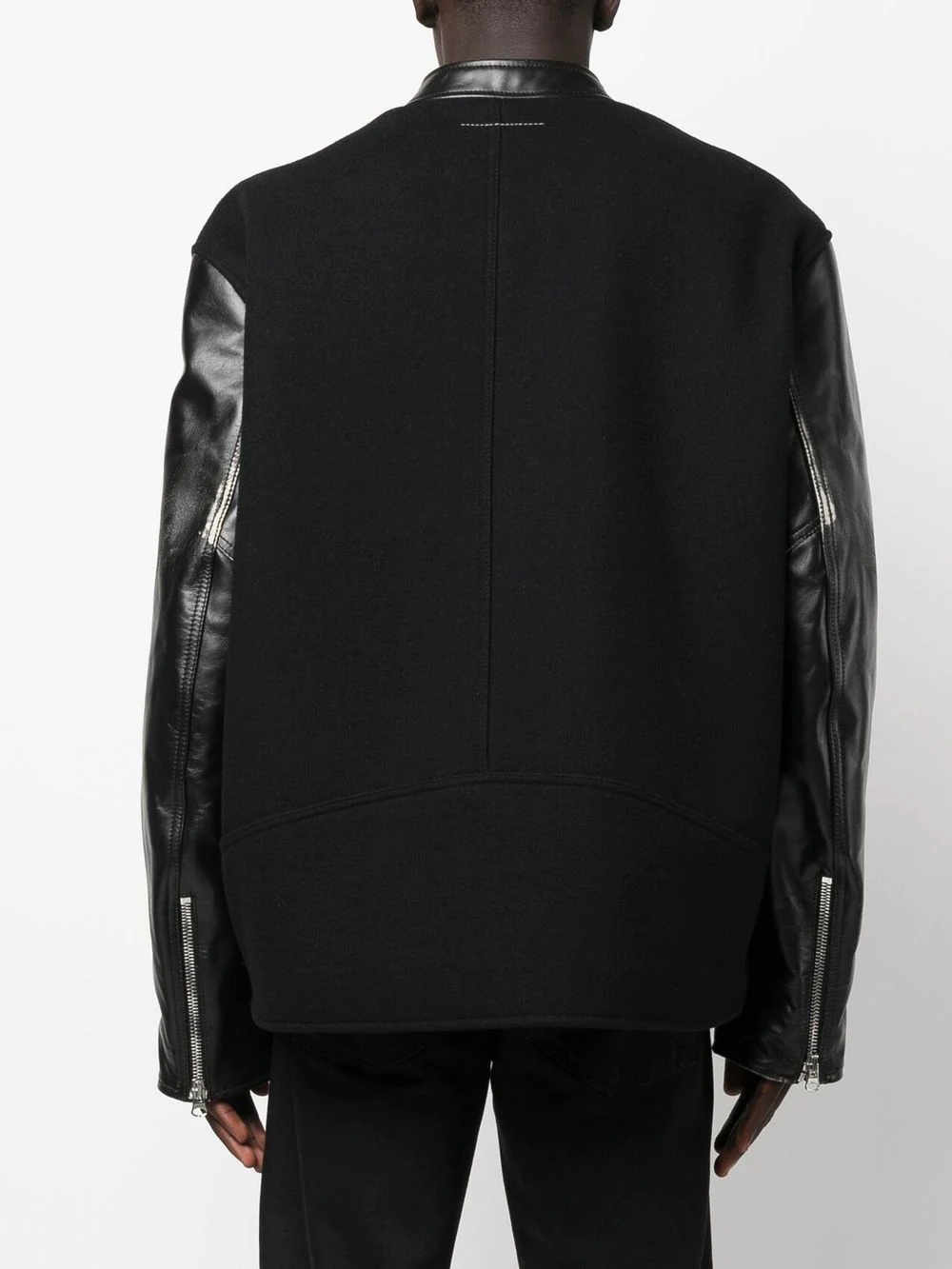 leather-panelled bomber jacket - 5