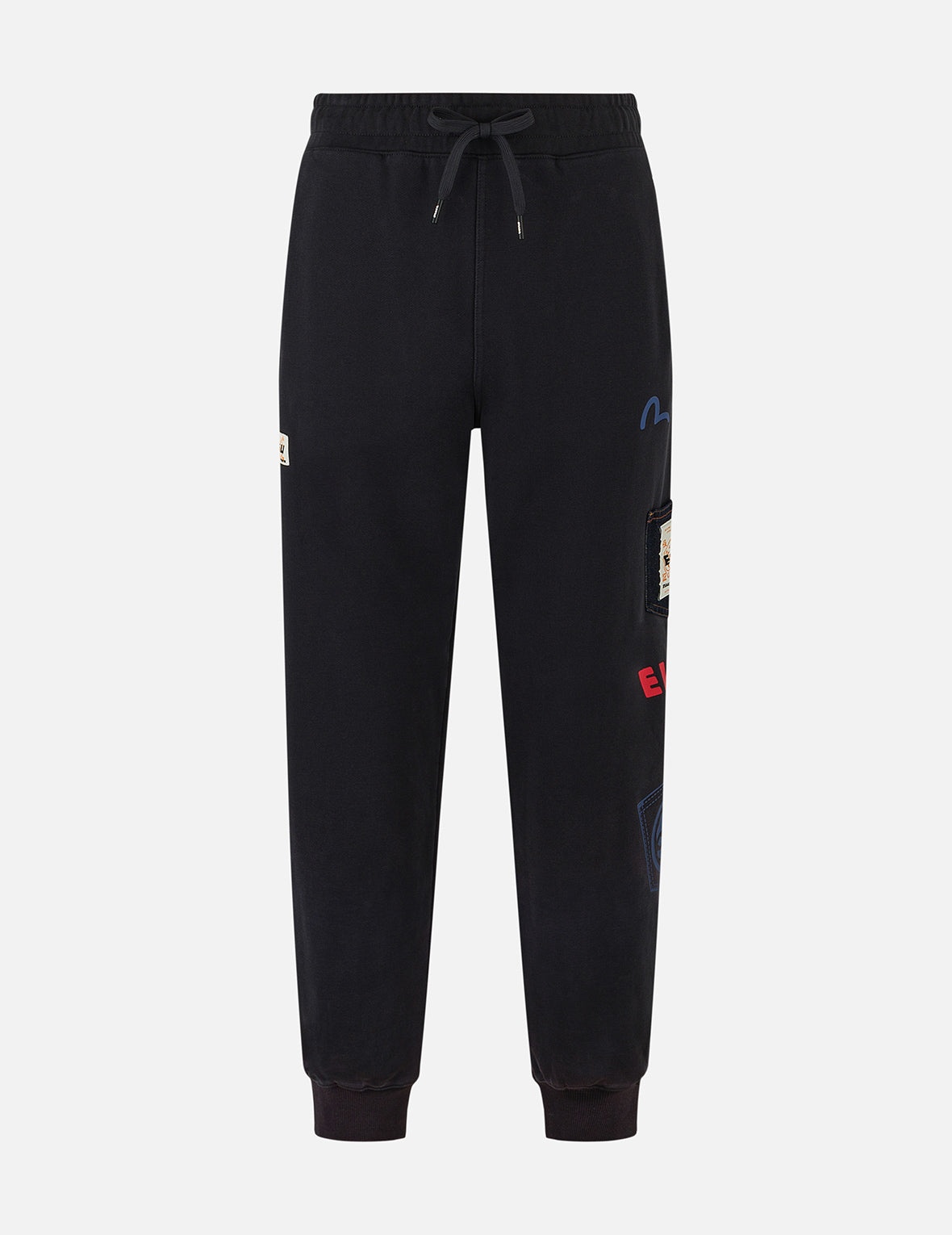 Washed Multi-pocket and Logos Print Straight Fit Sweatpants - 1