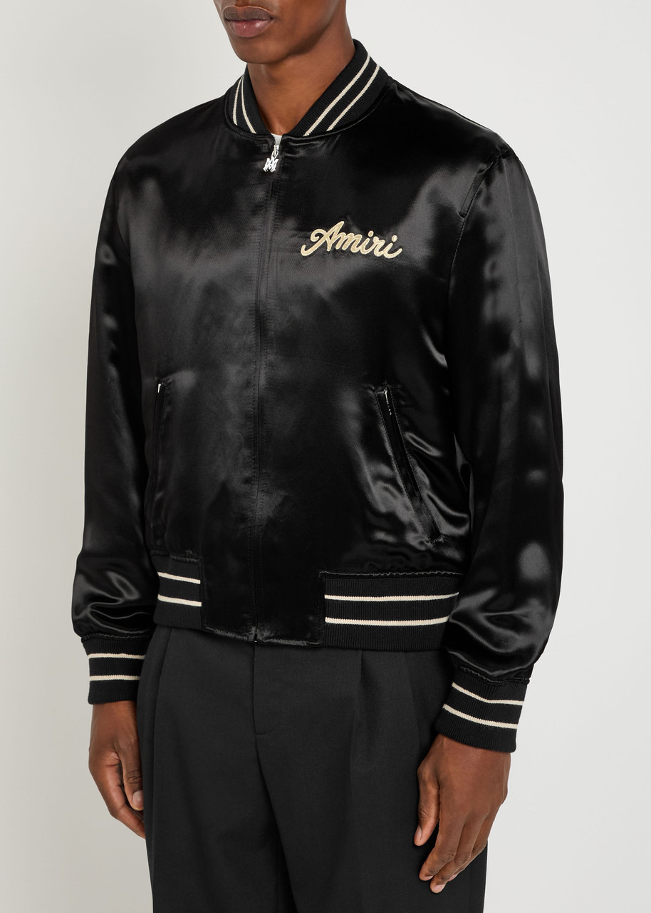 Amiri Club Amiri Logo-embroidered Satin Bomber Jacket - 2