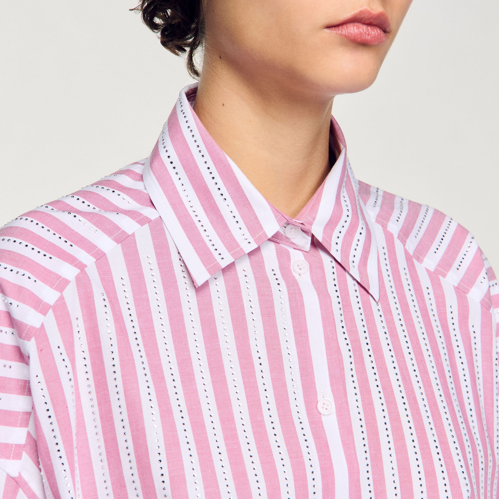 STRIPED RHINESTONE SHIRT - 3