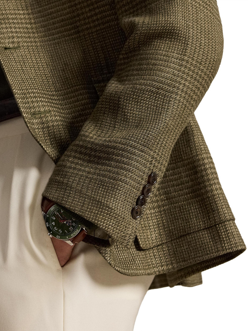 Men's Glen Checked Linen-Blend Blazer - Olive Sage Multi 7