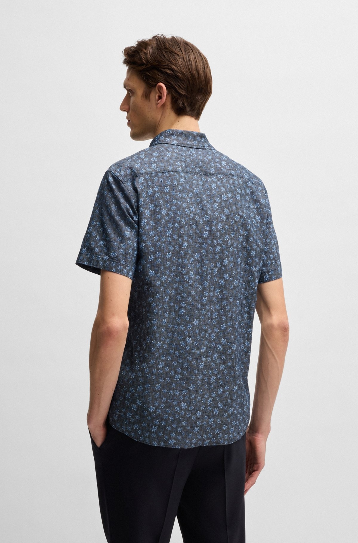 SLIM-FIT SHIRT IN FLORAL-PRINT STRETCH LINEN - 5