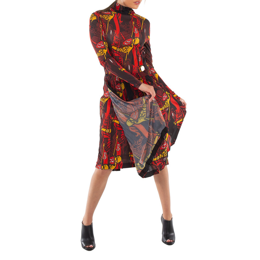 Burberry Ladies Black IP Pattern Printed Long-Sleeve Dress - 5