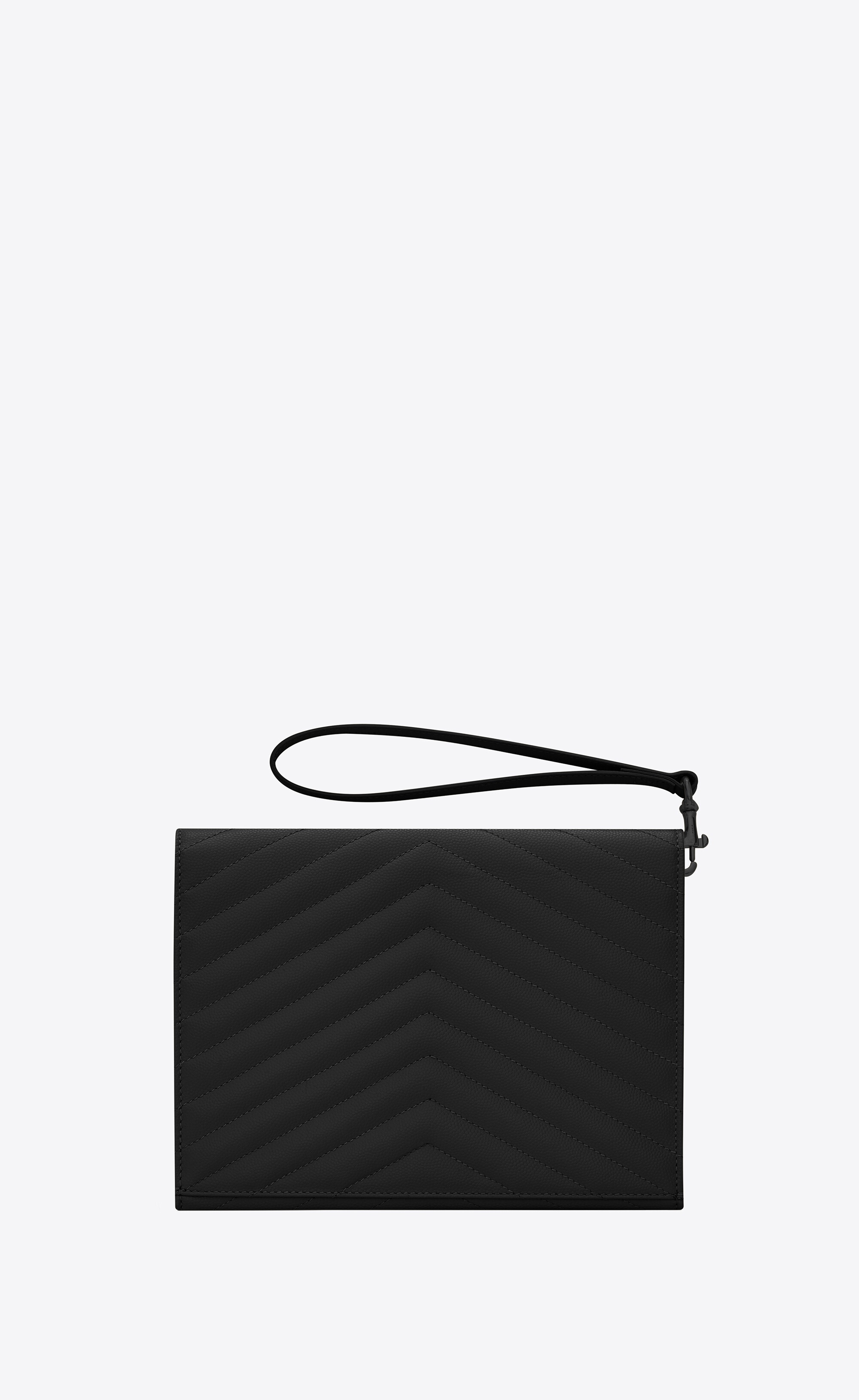 cassandre saint laurent matelassé flap pouch in grain de poudre embossed leather - 3