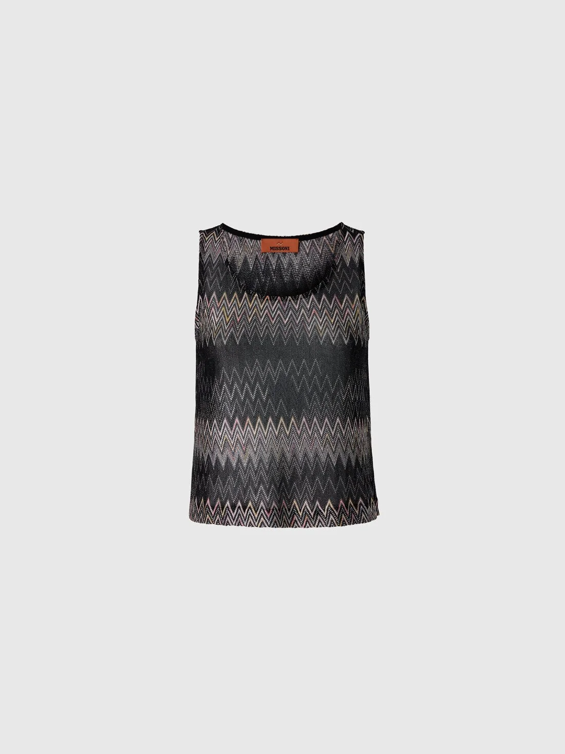 Sleeveless viscose lamé chevron top - 1