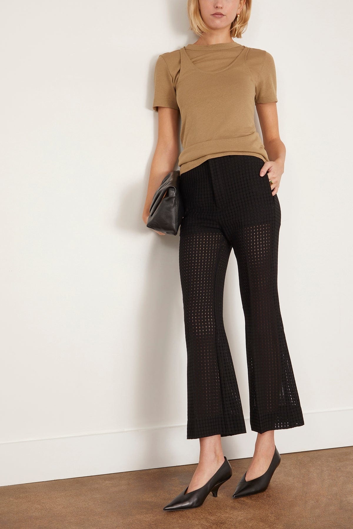 Credo Check Cropped Trouser in Black - 2
