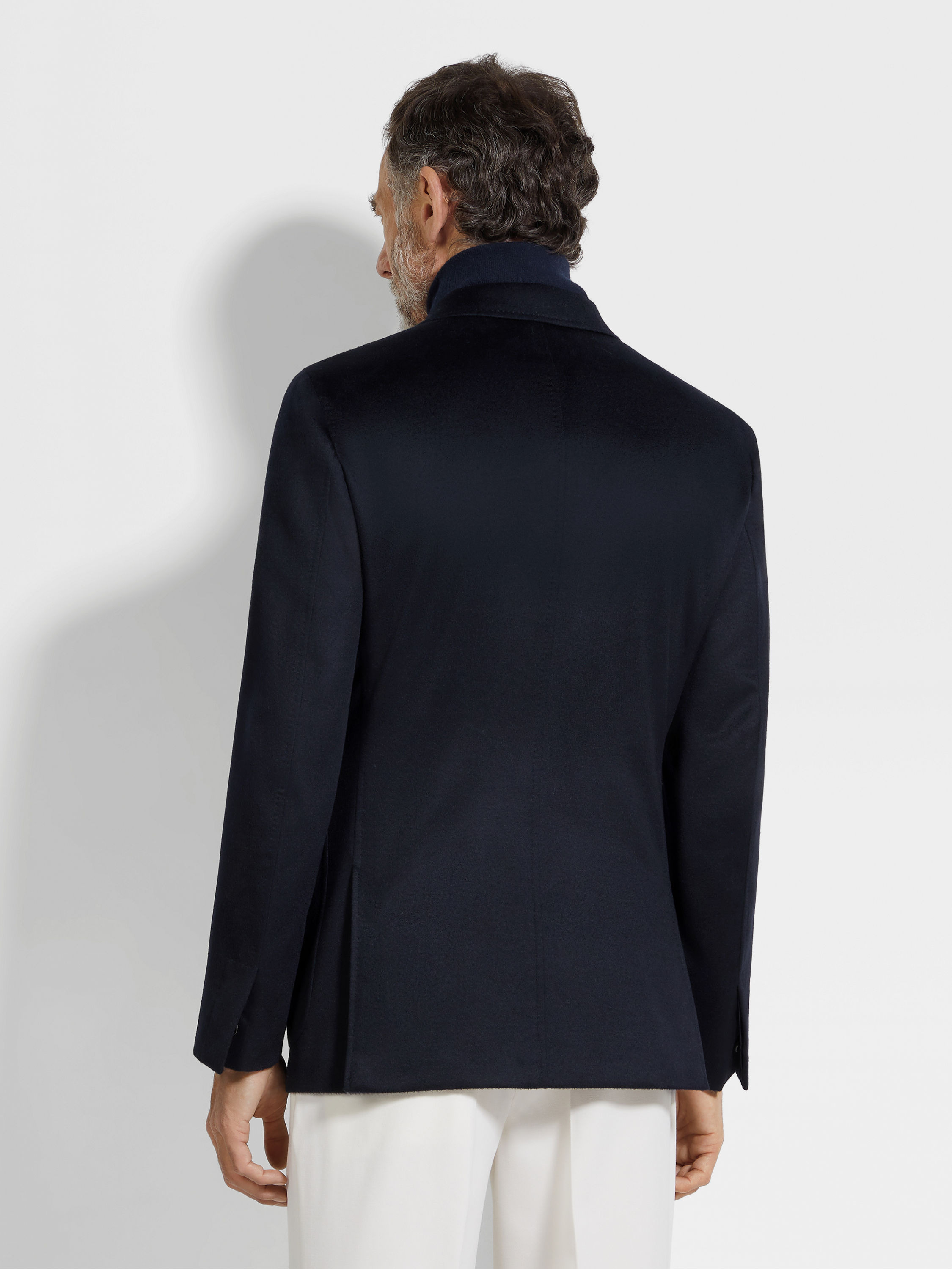 NAVY BLUE OASI CASHMERE JACKET - 5