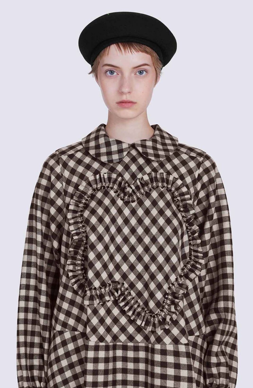 Flared gingham wool dress - 4
