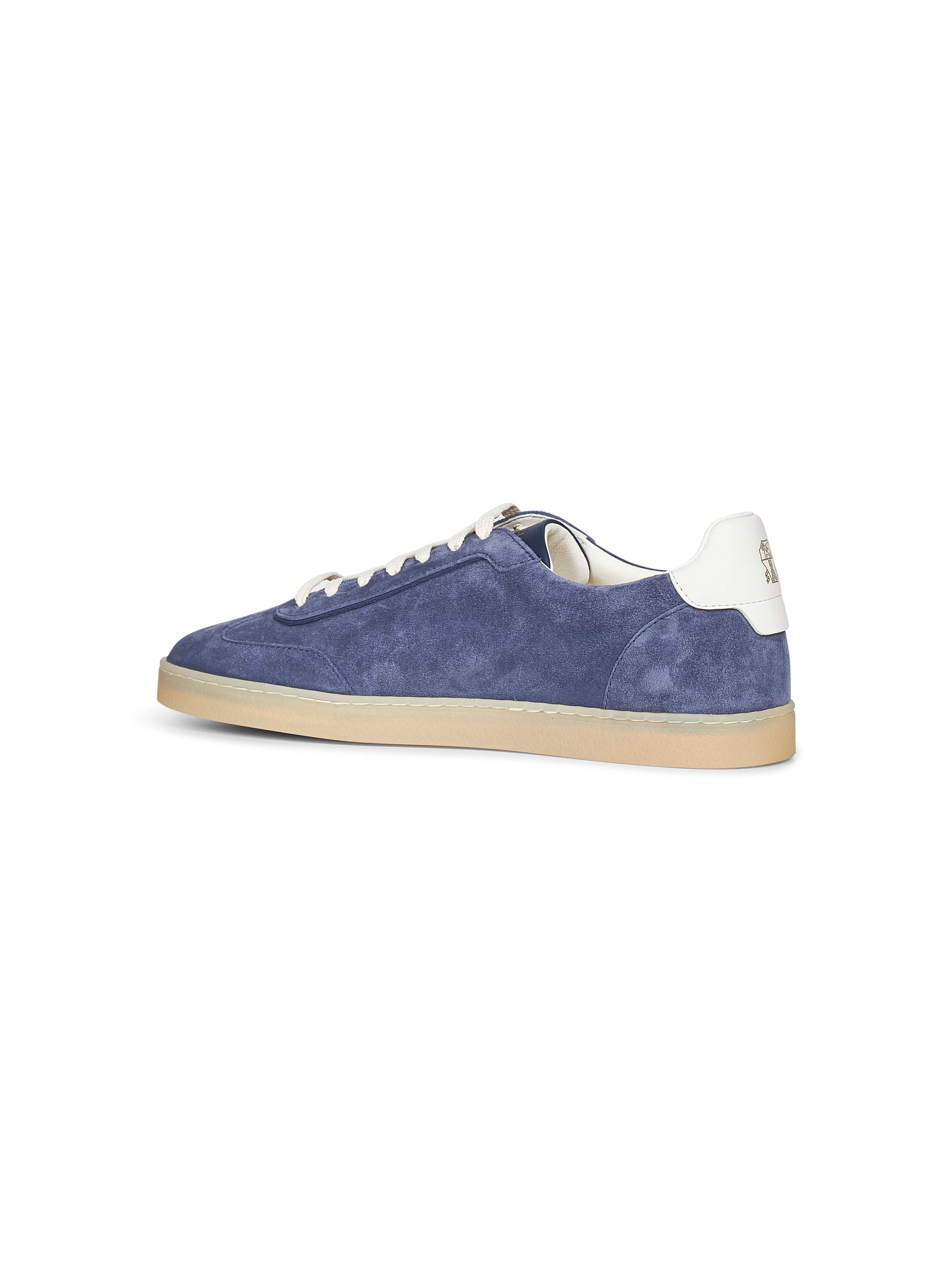 Brunello Cucinelli Men Light Blue Washed Suede Sneakers - 3