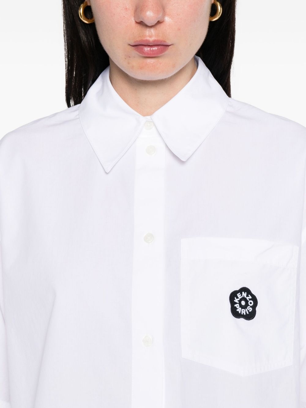 logo-patch cotton shirt - 5