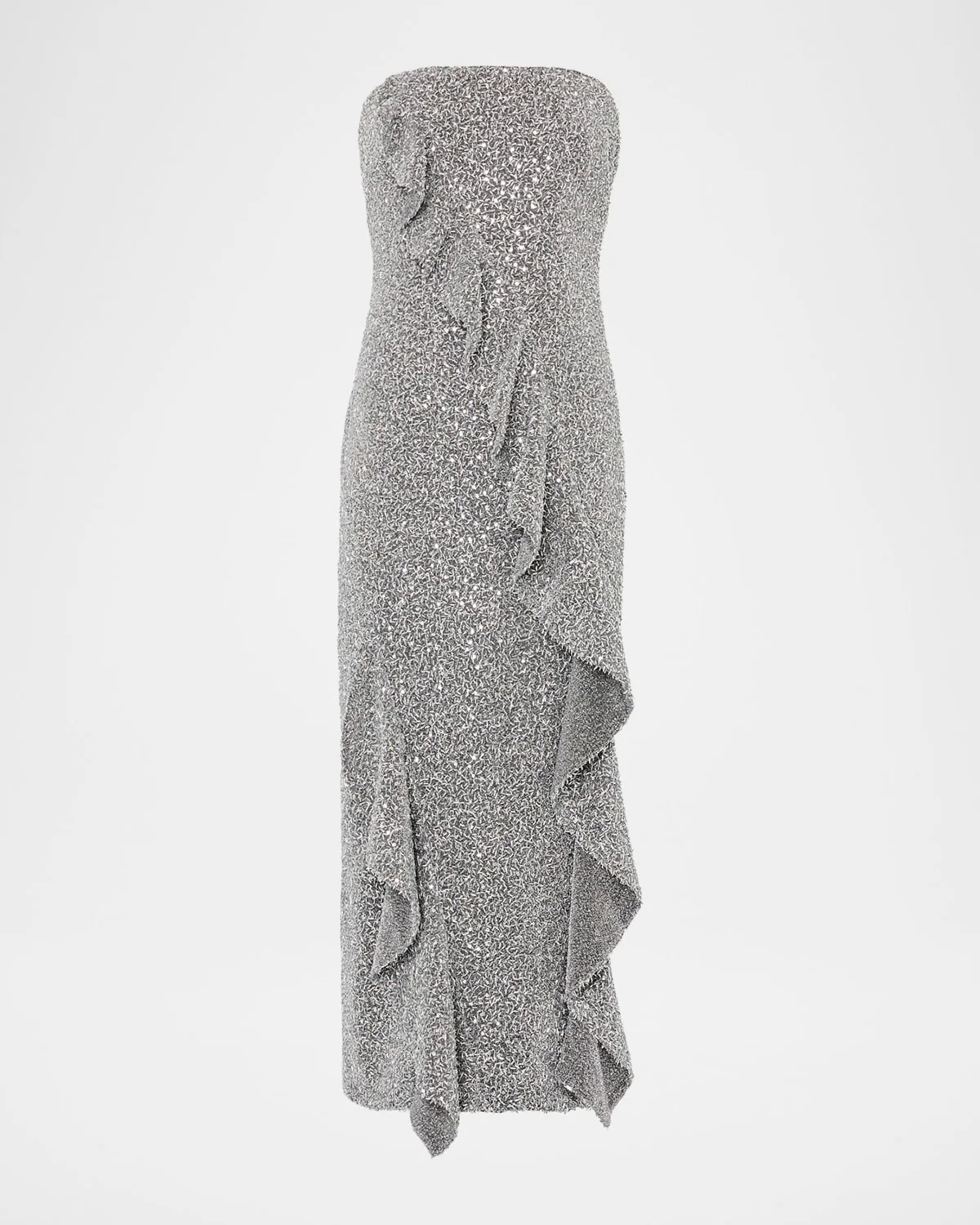 Katy Strapless Ruffle Sequin Midi Dress - 1