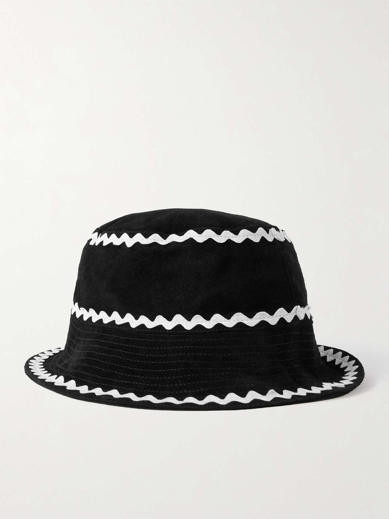 Rickrack-Trimmed Suede Bucket Hat 3