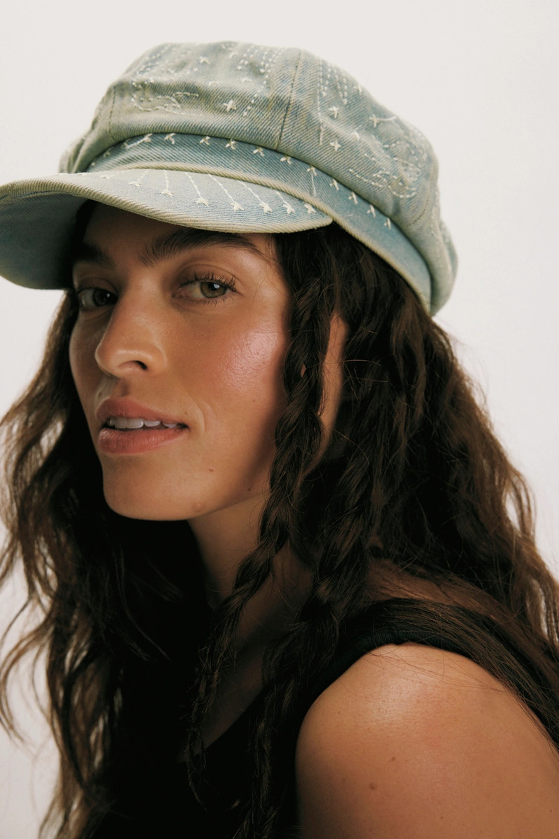 Denim Embroidered Cadet Hat 1