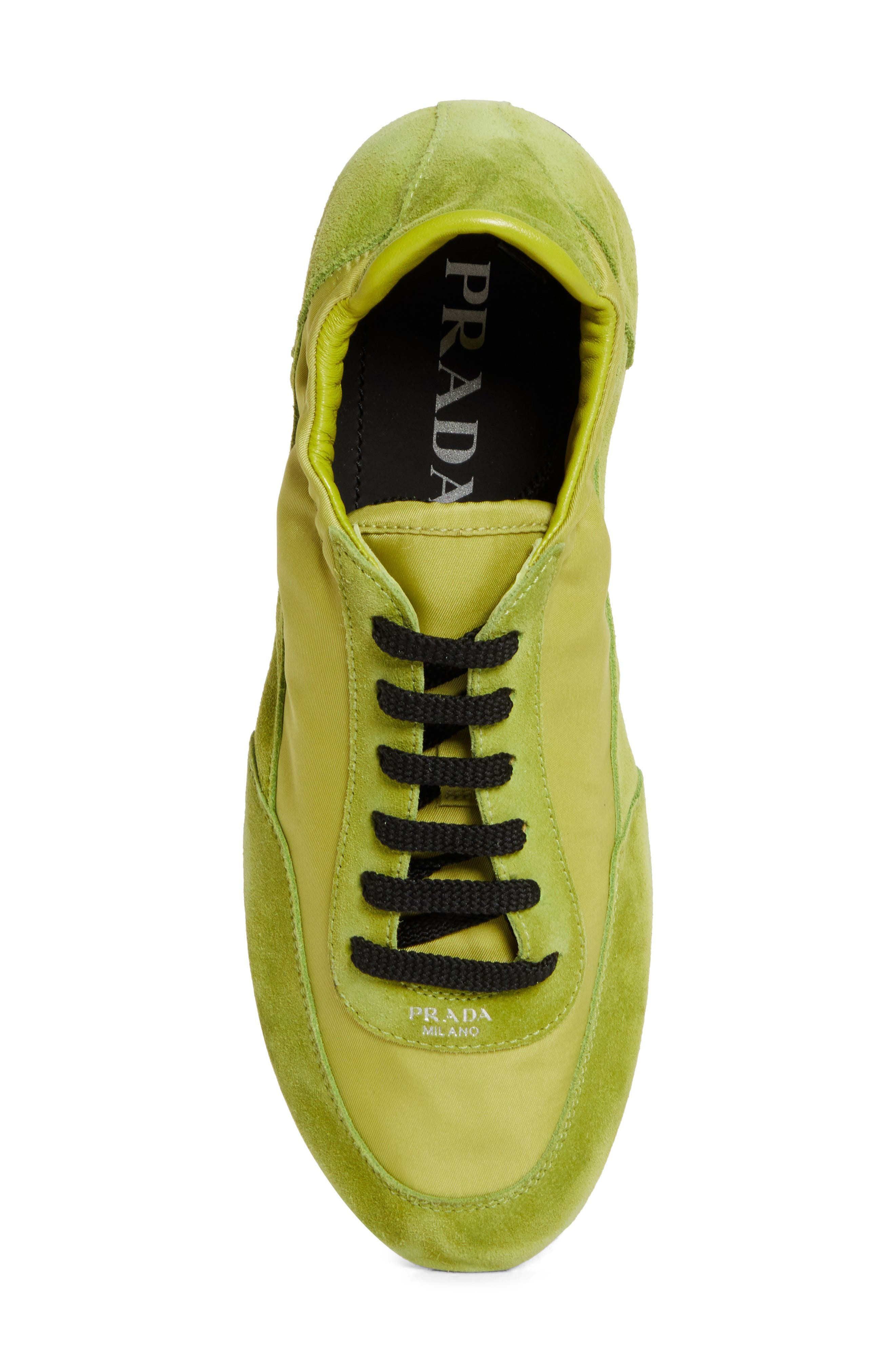 Prada Collapse Mixed Media Low Top Sneaker in Lime at Nordstrom - 5