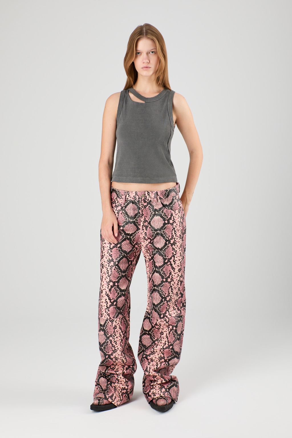 Pink Snake Leather Trousers - 2