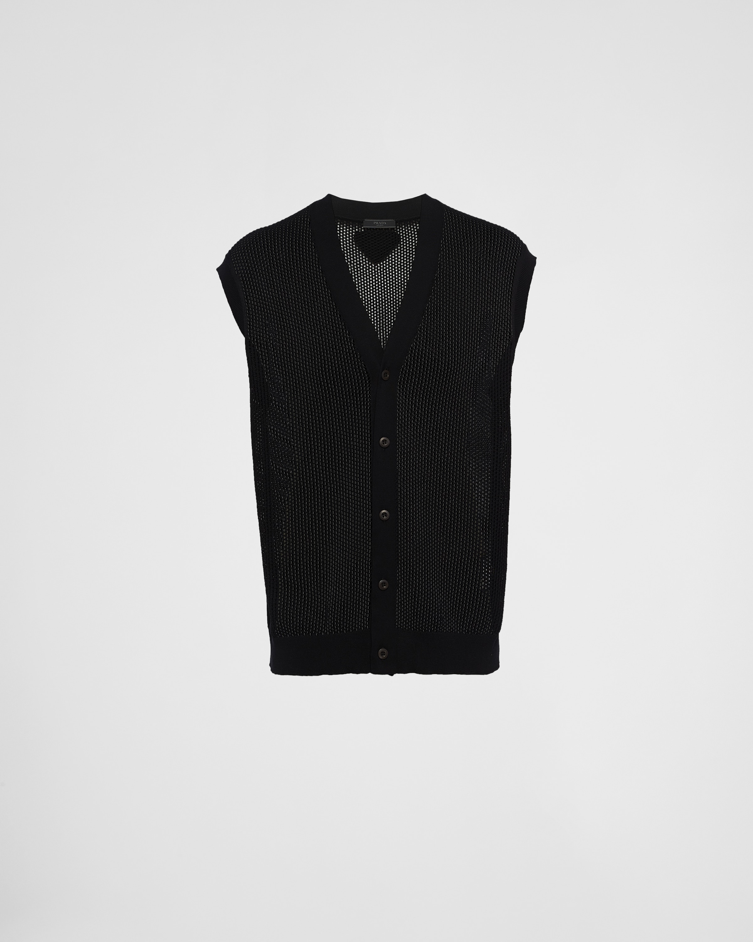 Sleeveless silk and cotton cardigan - 1