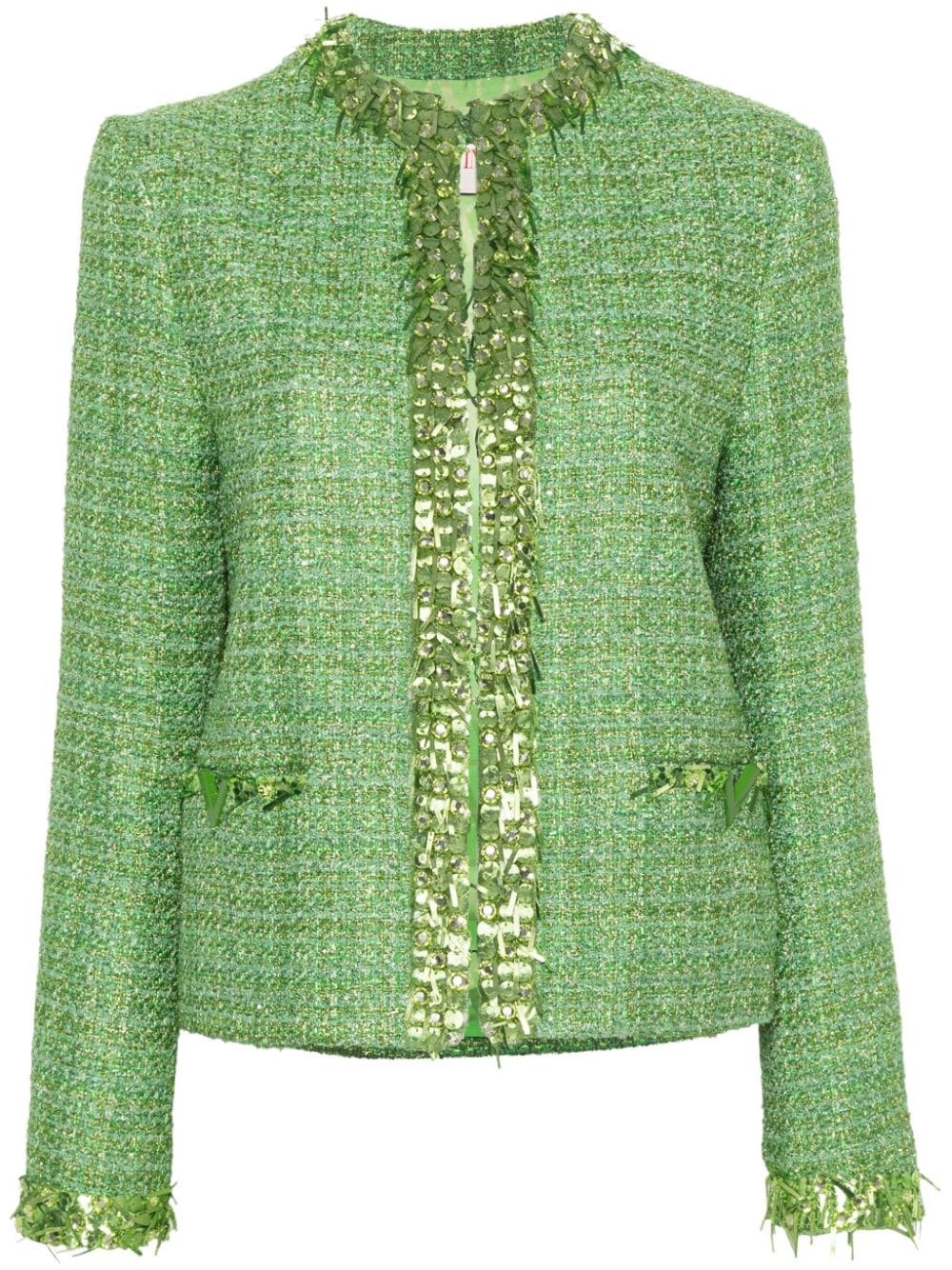 sequin-embelished tweed jacket - 1