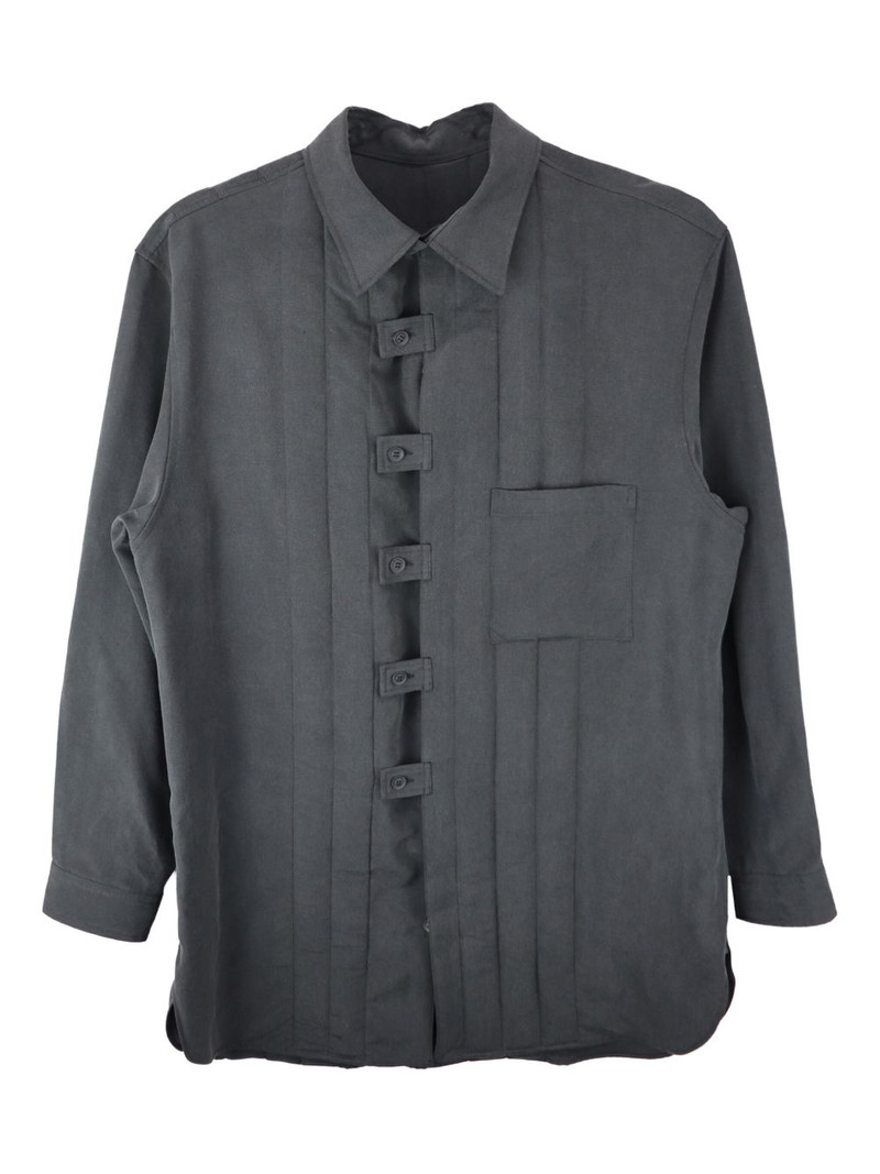 pleated button-fastening shirt jacket 1