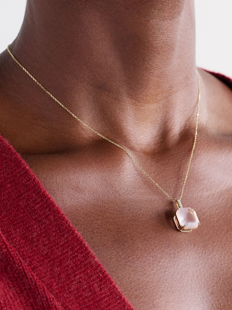 MATEO 14-karat gold, topaz and diamond necklace Pink outlook