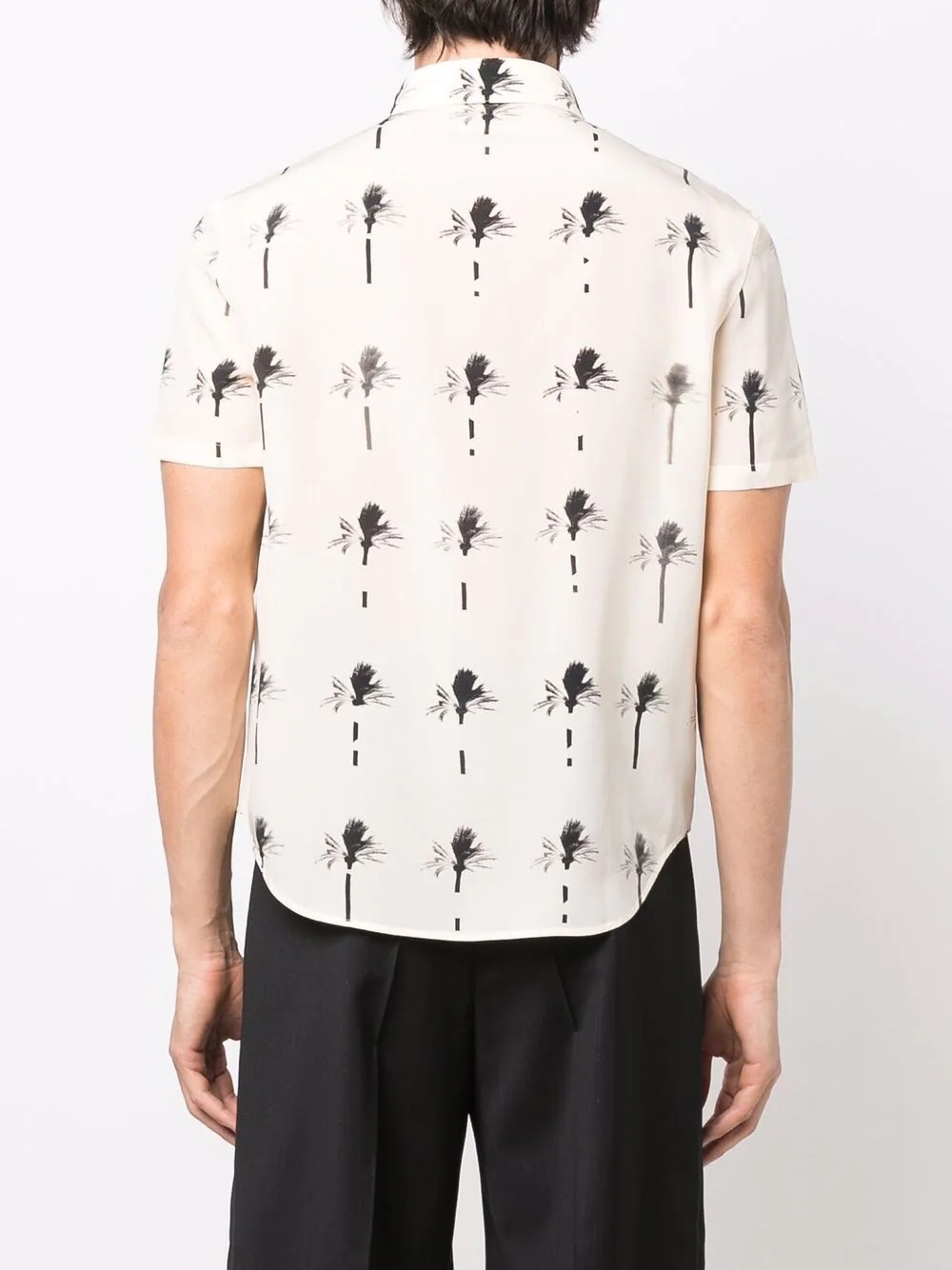 palm tree print short-sleeved shirt - 4