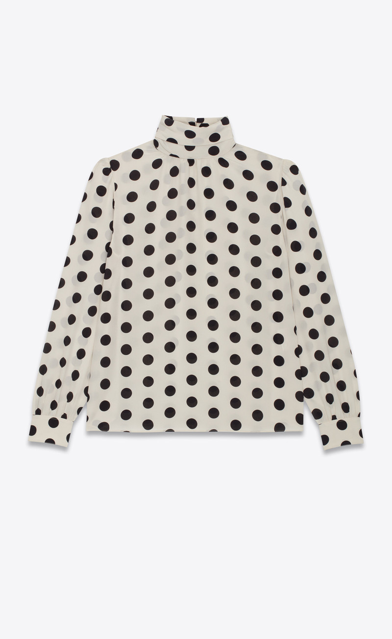 high-neck blouse in crepe de chine - 1