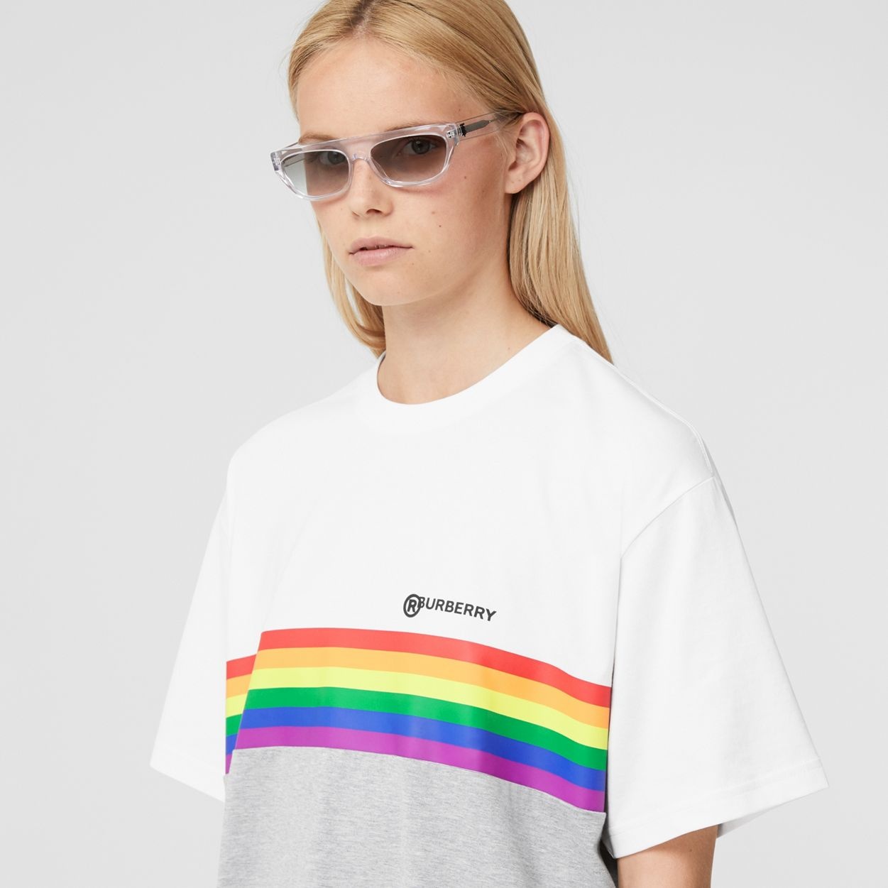 Rainbow Stripe Print Cotton T-shirt – Unisex - 4