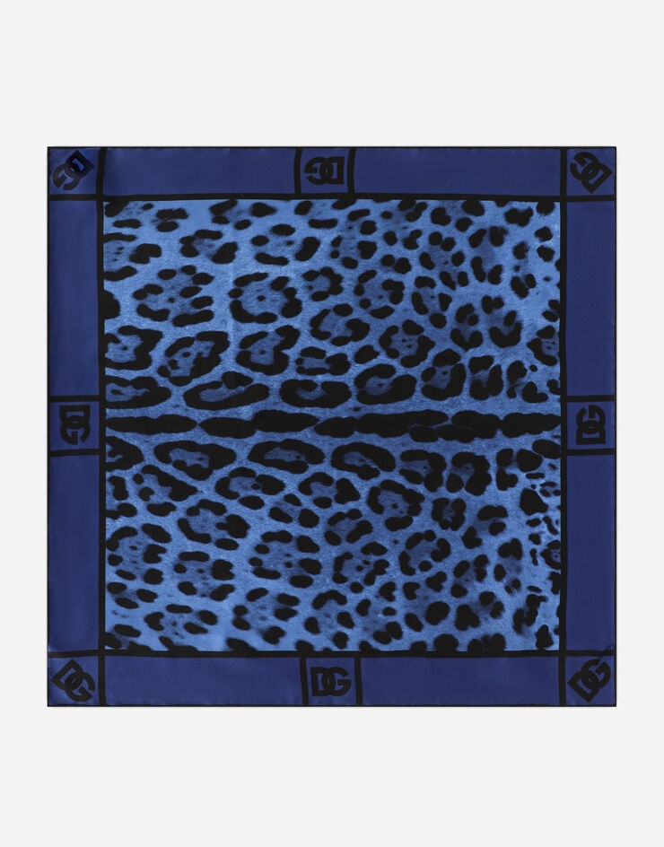 Neon leopard-print twill scarf (50 x 50) - 1