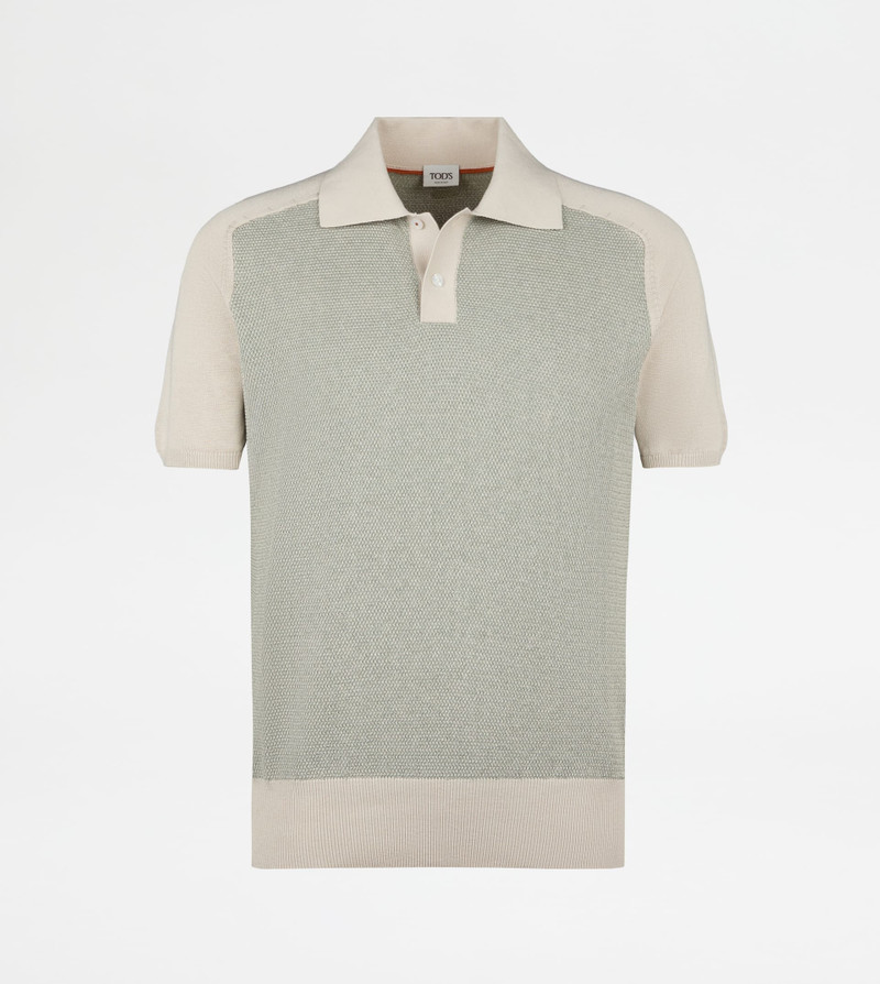 SILK BLEND POLO SHIRT - BEIGE 1