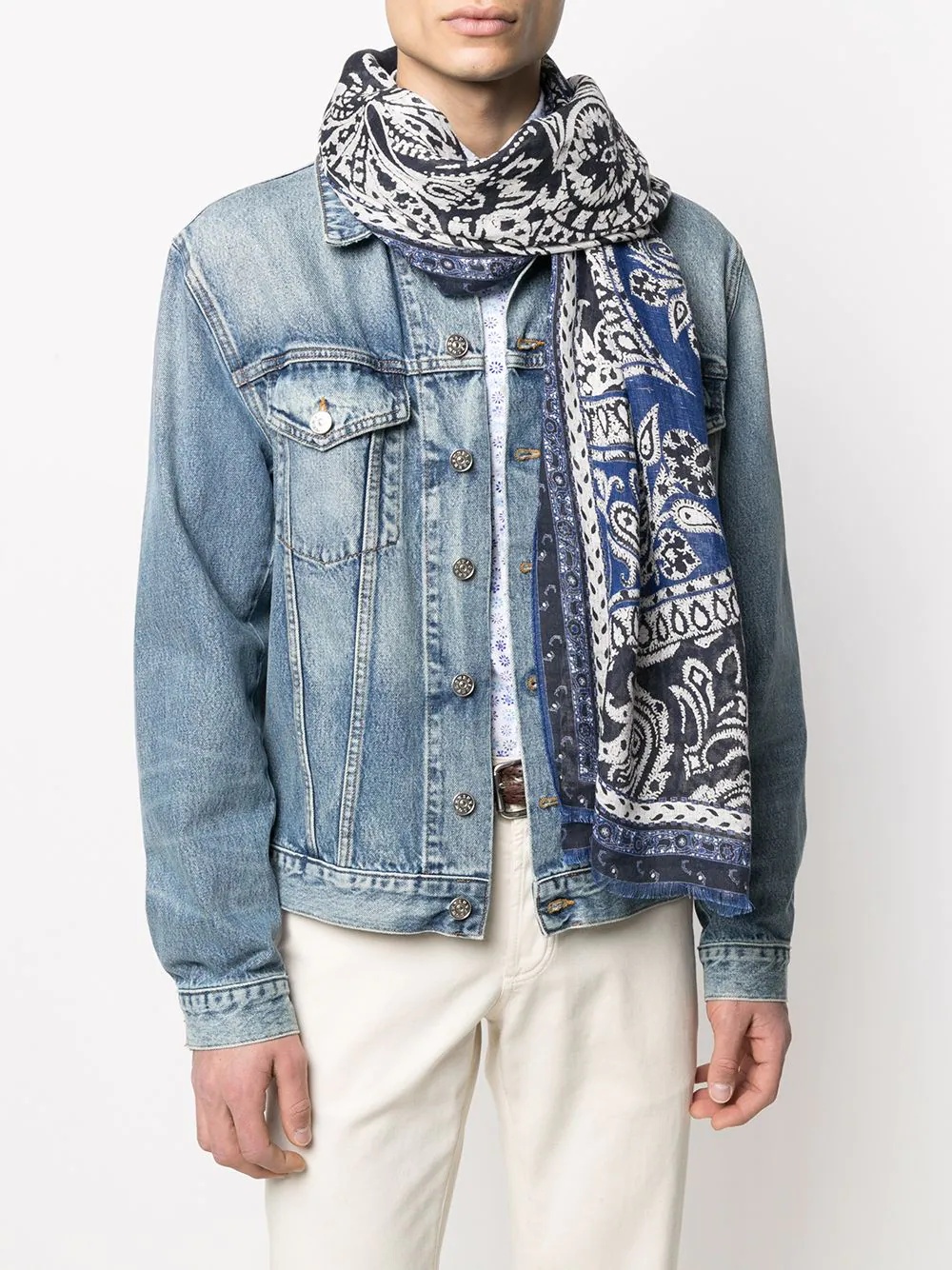 paisley-print linen scarf - 2