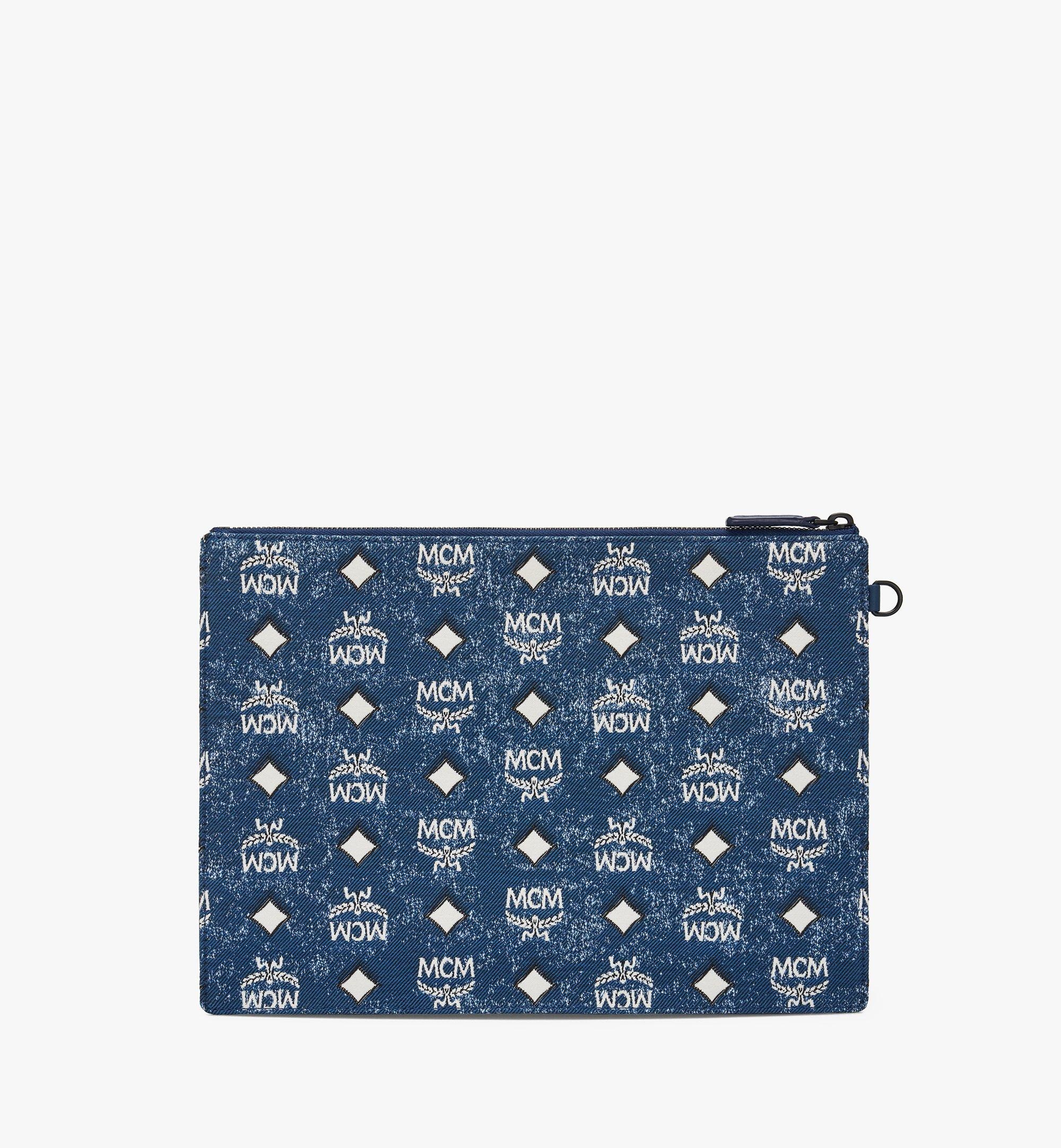 Wristlet Zip Pouch in Vintage Denim Jacquard - 4