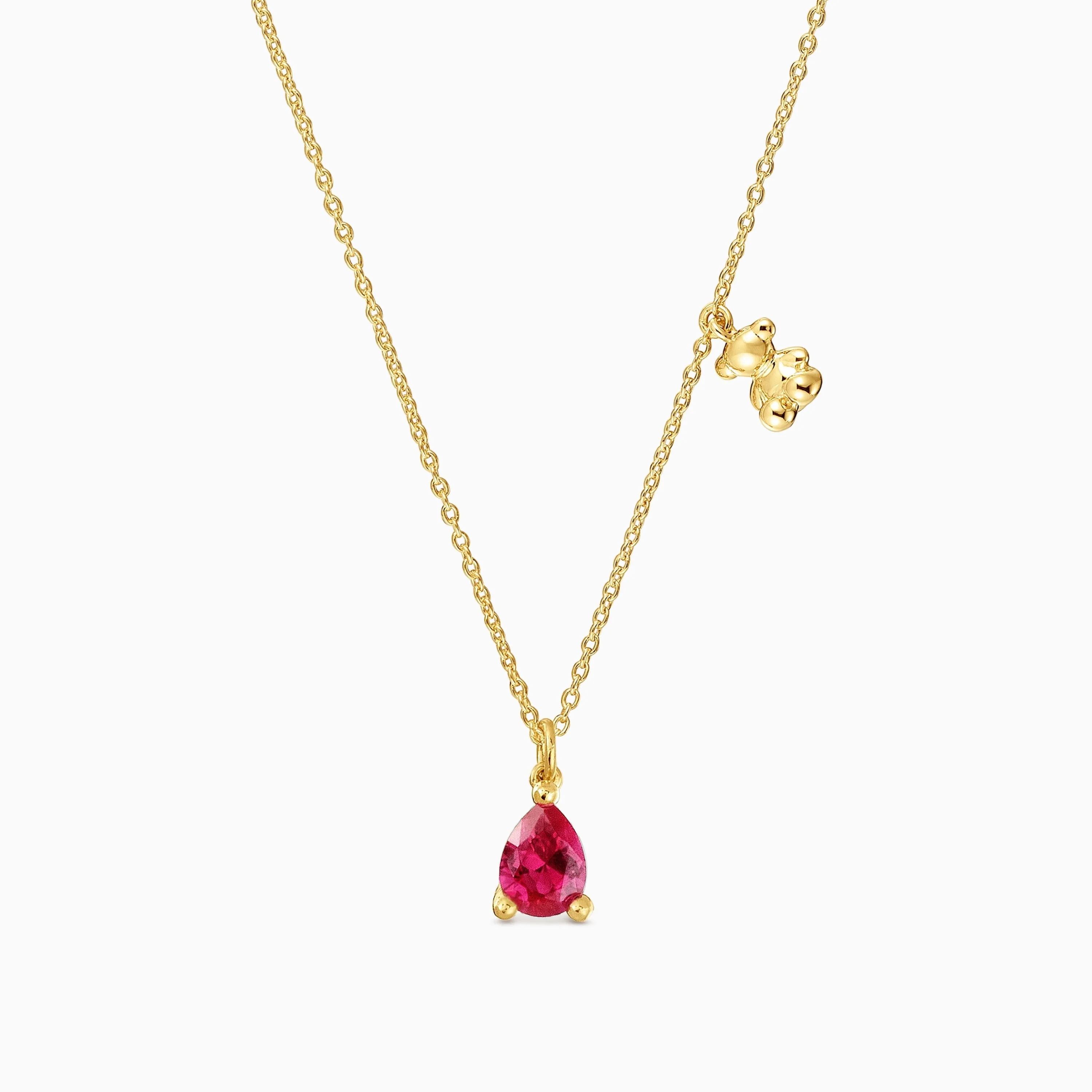 Short 18K gold vermeil bear motif Necklace with lab-grown ruby Bold Bear LGG - 1