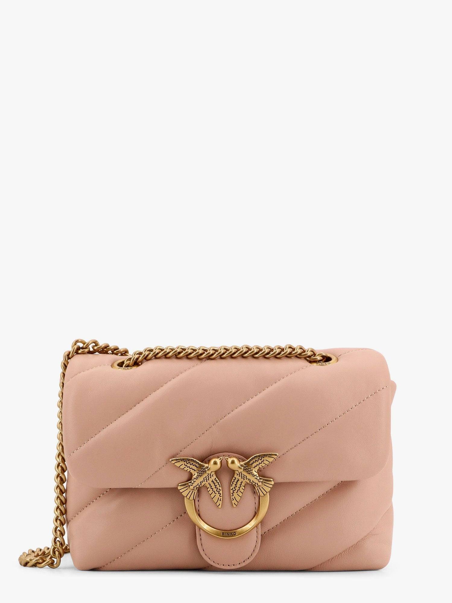 Pinko Matelassã© Leather Shoulder Bag With Iconic Love Birds Buckle - 1