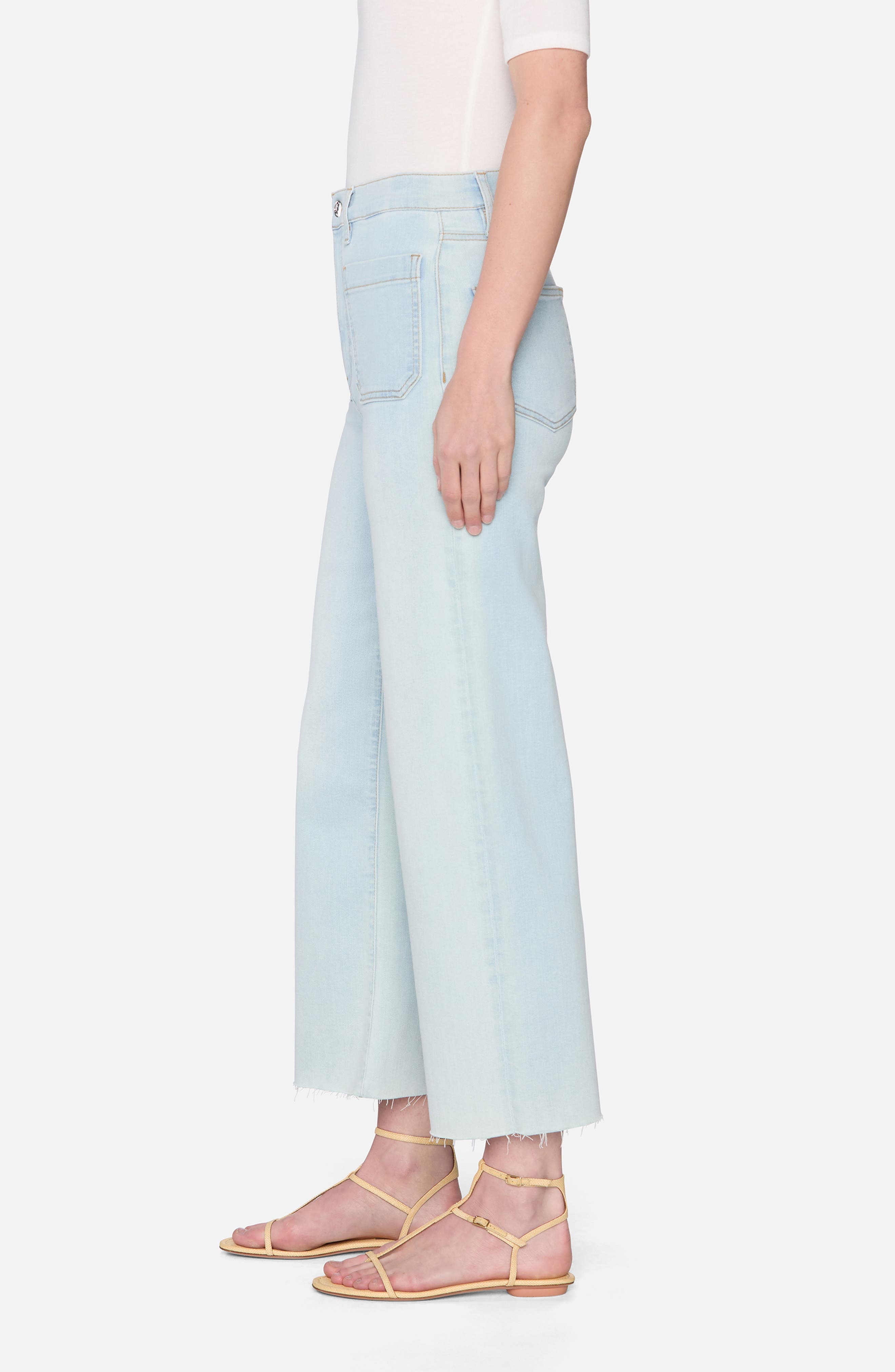 FRAME The Anchor Patch Pocket Jeans in Float Raw Fray at Nordstrom - 3