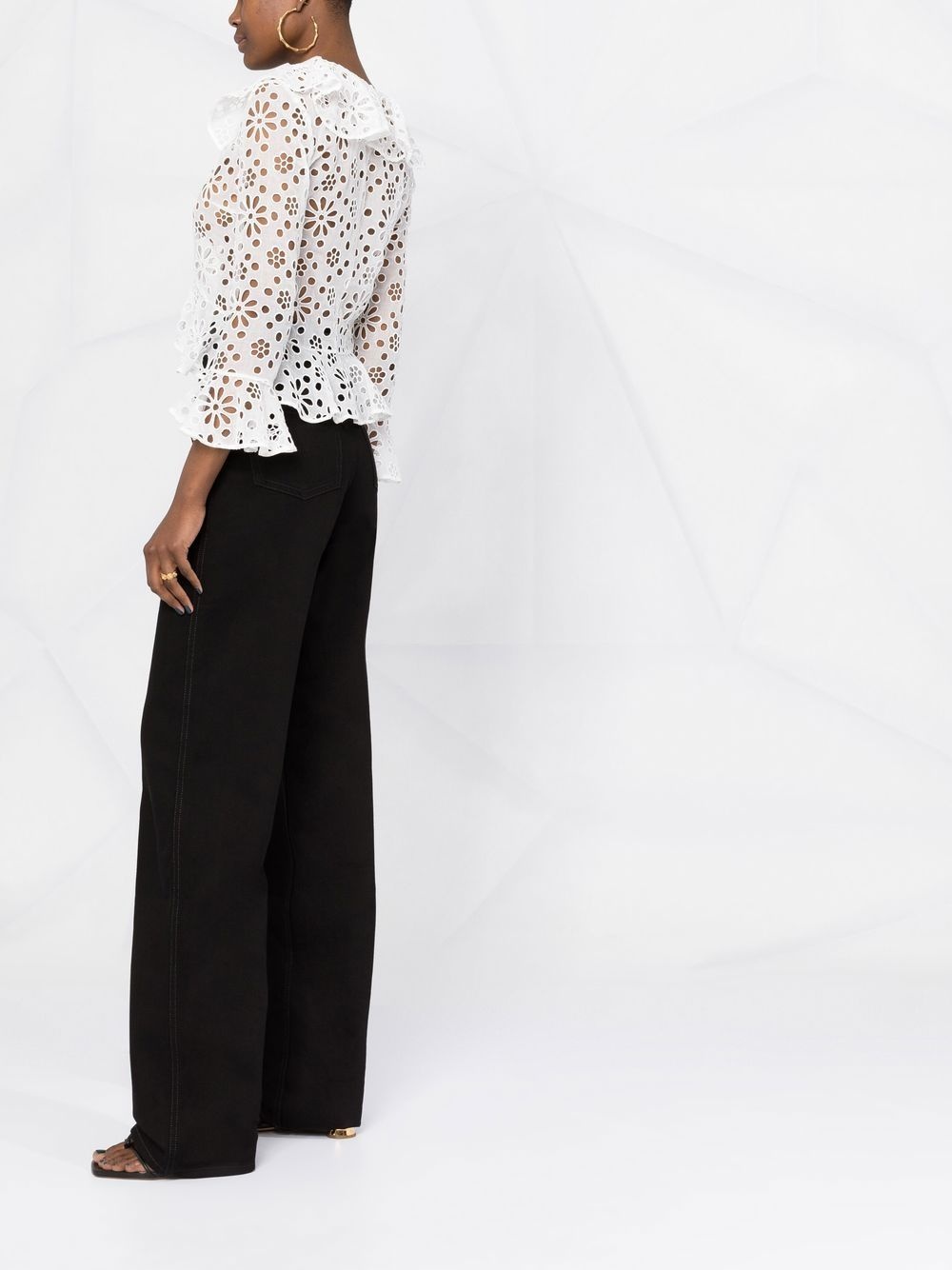 embroidered-design long-sleeve blouse - 4