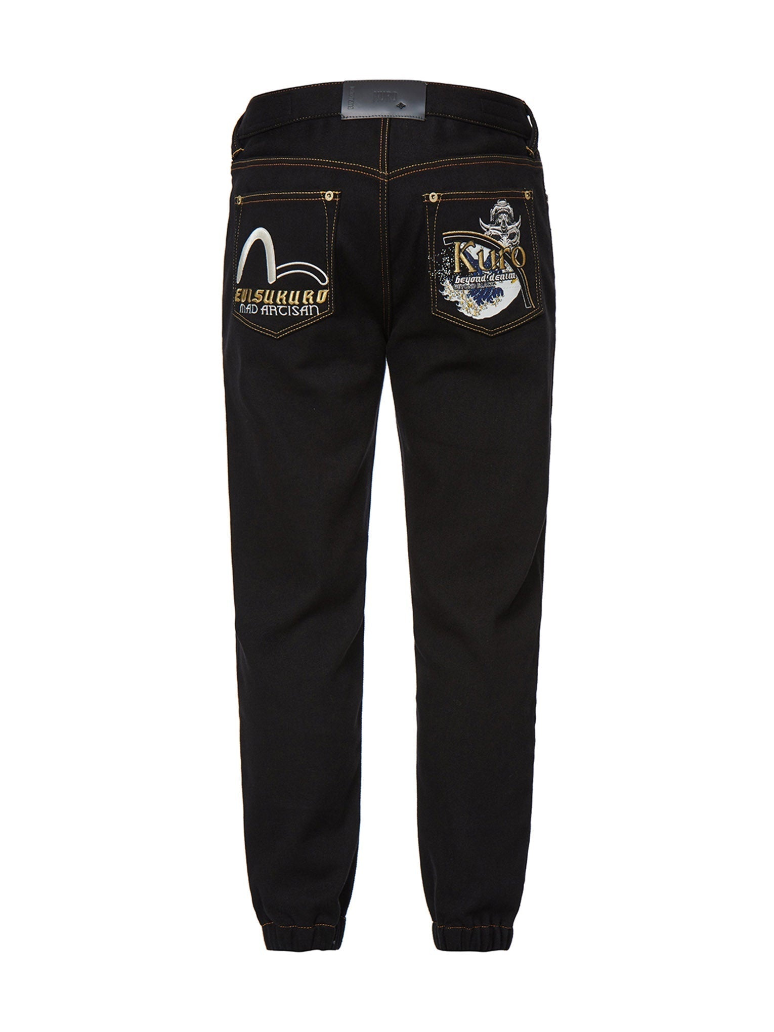 Hannya and The Great Wave Embroidery Denim Jogger Pants - 16
