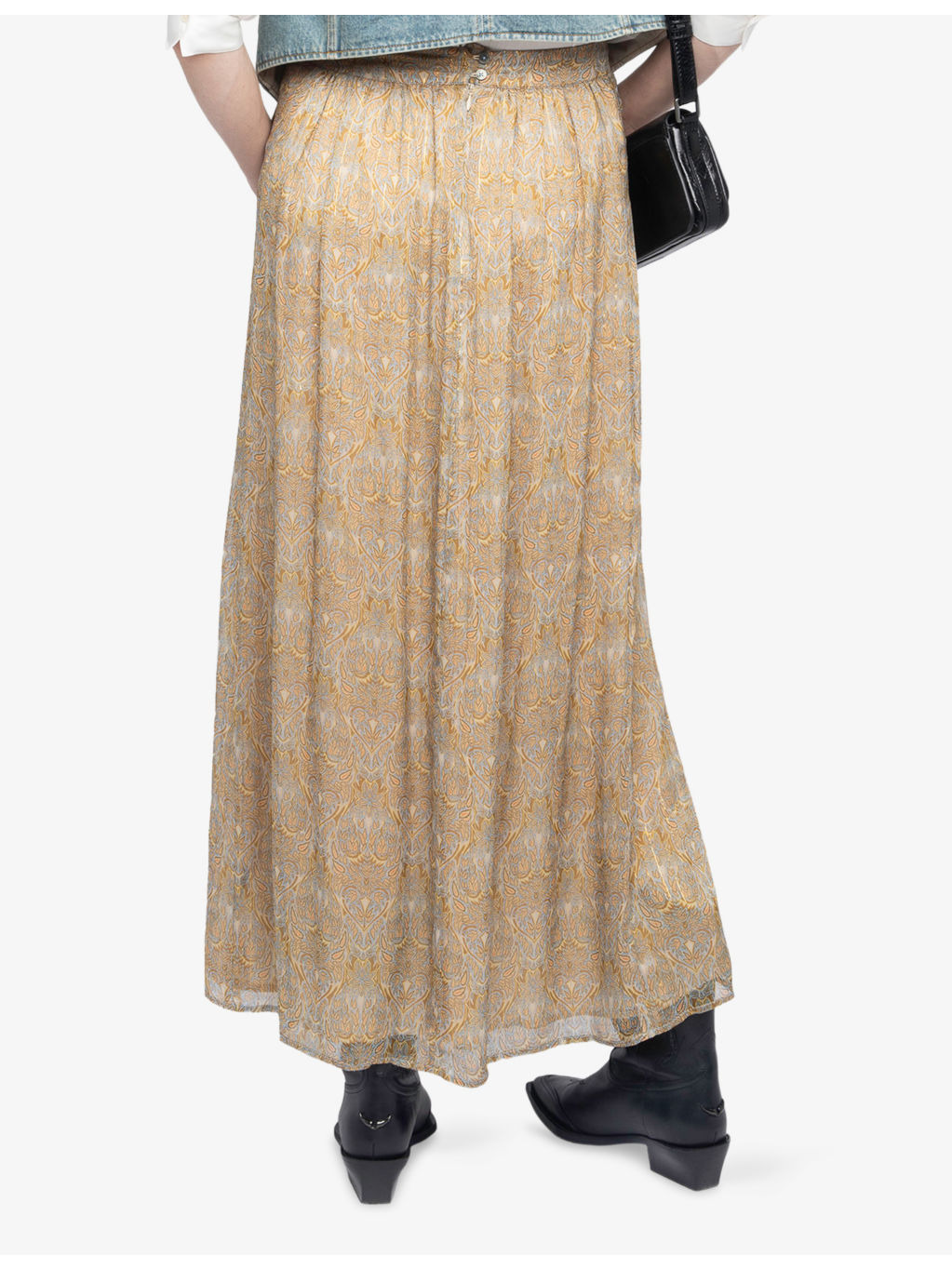 Jady Metallic-Stripe Chiffon Maxi Skirt - 4