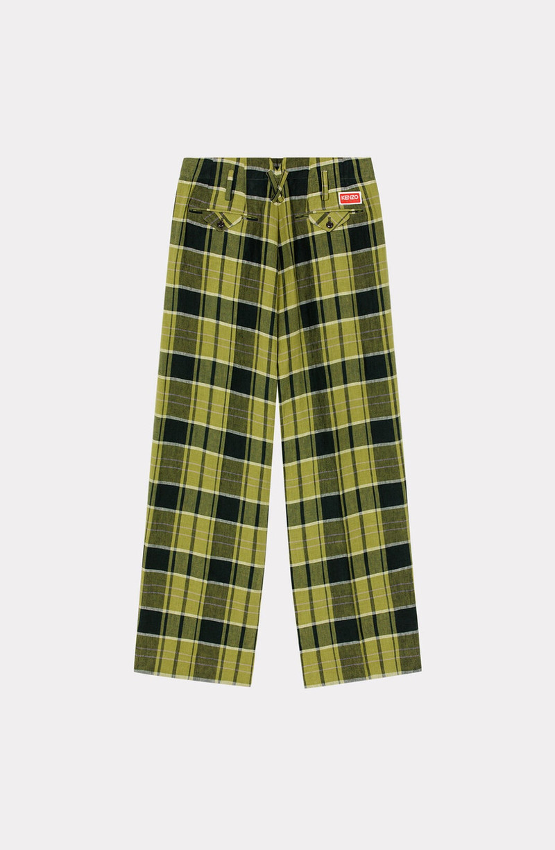 KENZO Loose check linen trousers outlook